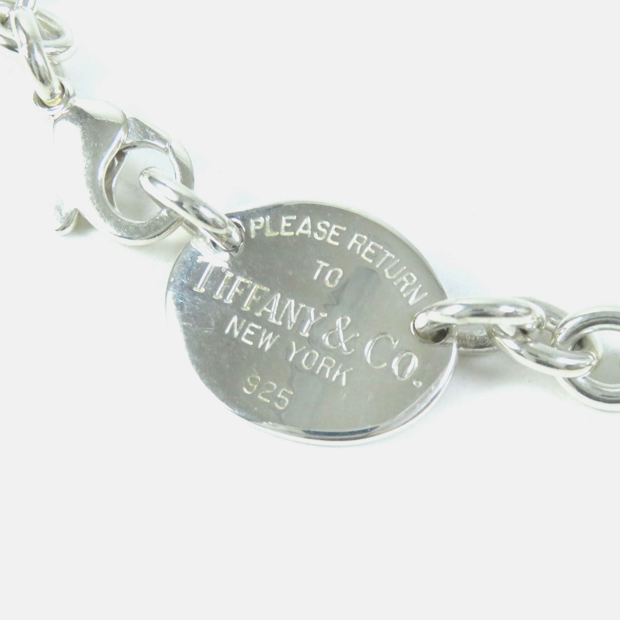 Tiffany & Co Silver Oval Tag Necklace Silver Metal