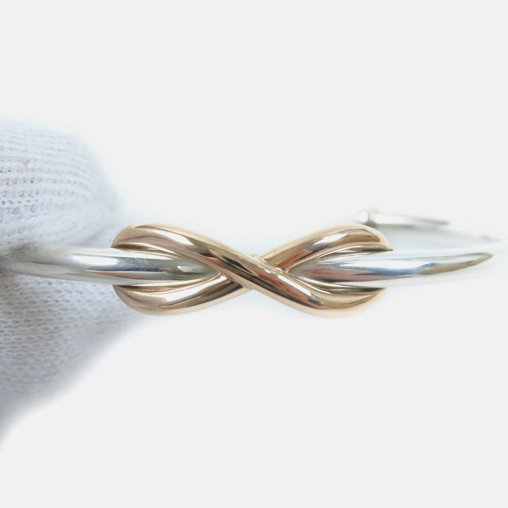 Tiffany & Co Infinity Cuff Bangle Silver Rose Gold Silver Metal