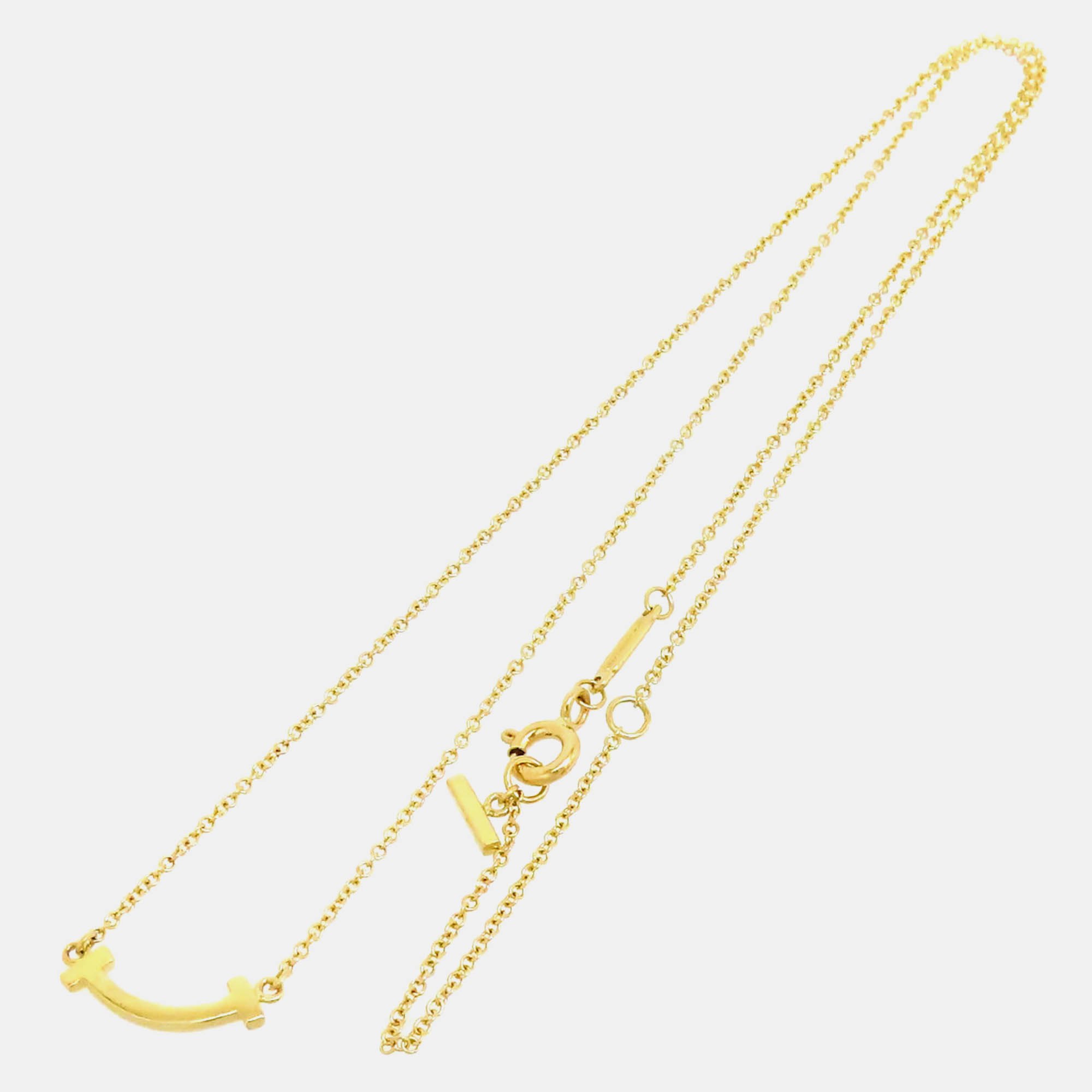 Tiffany & Co 18K Yg T Smile Necklace Gold Metal