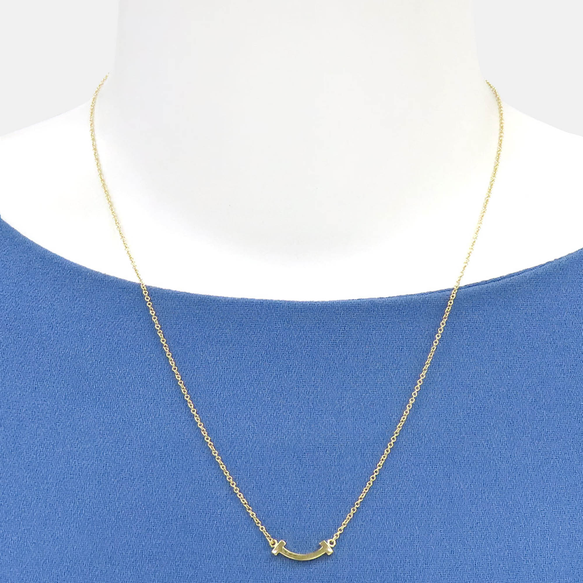 Tiffany & Co 18K Yg T Smile Necklace Gold Metal