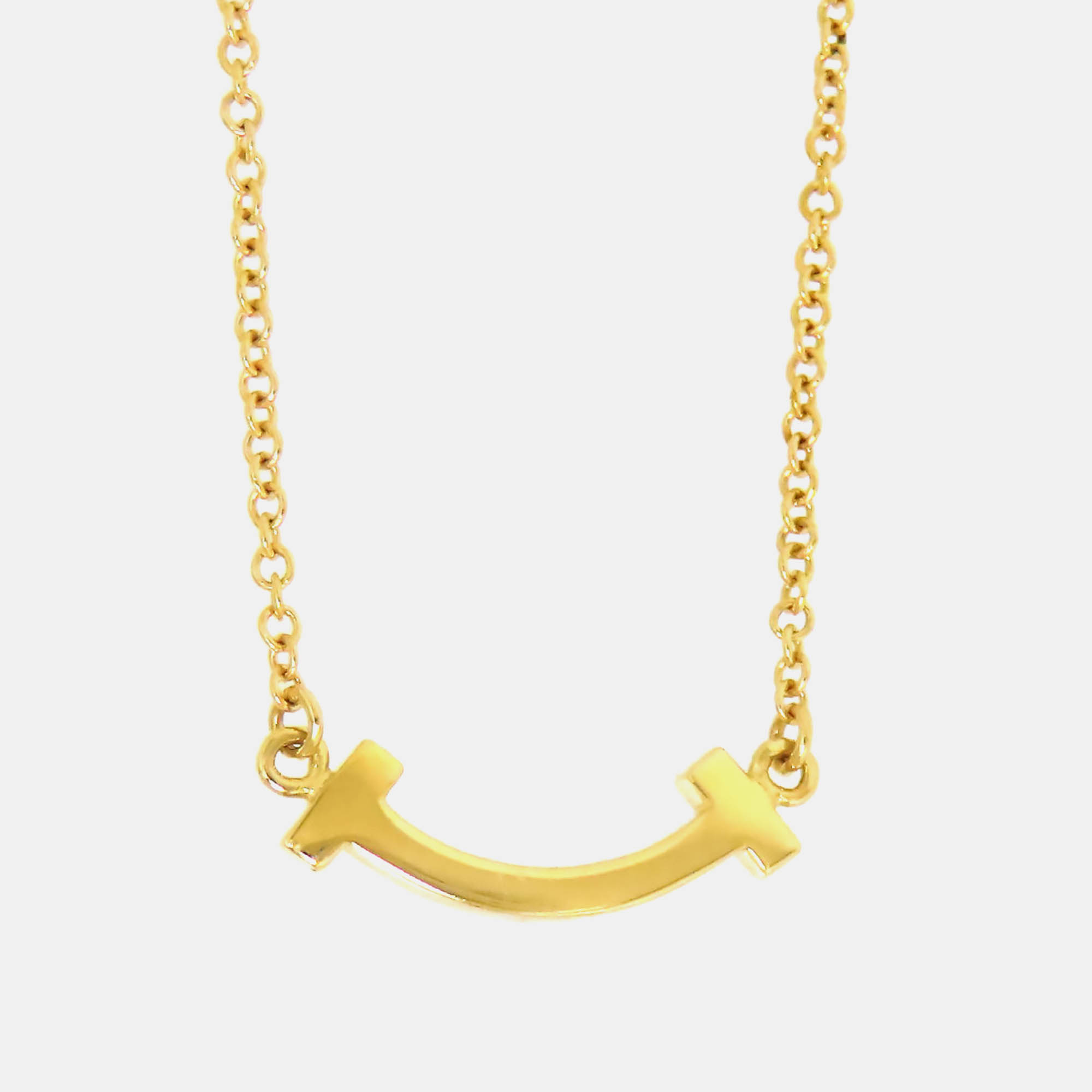 Tiffany & Co 18K Yg T Smile Necklace Gold Metal