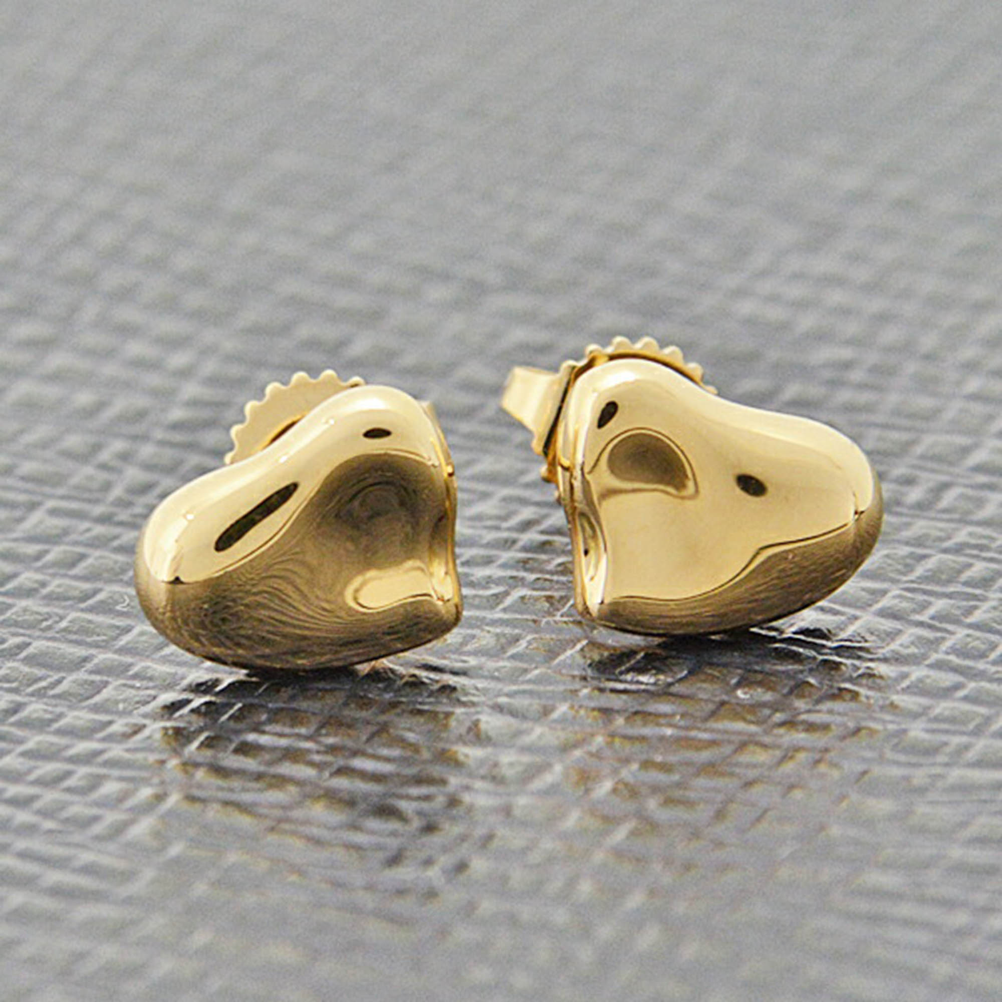 Tiffany Full Heart Stud Earrings Yellow Gold Gold Metal