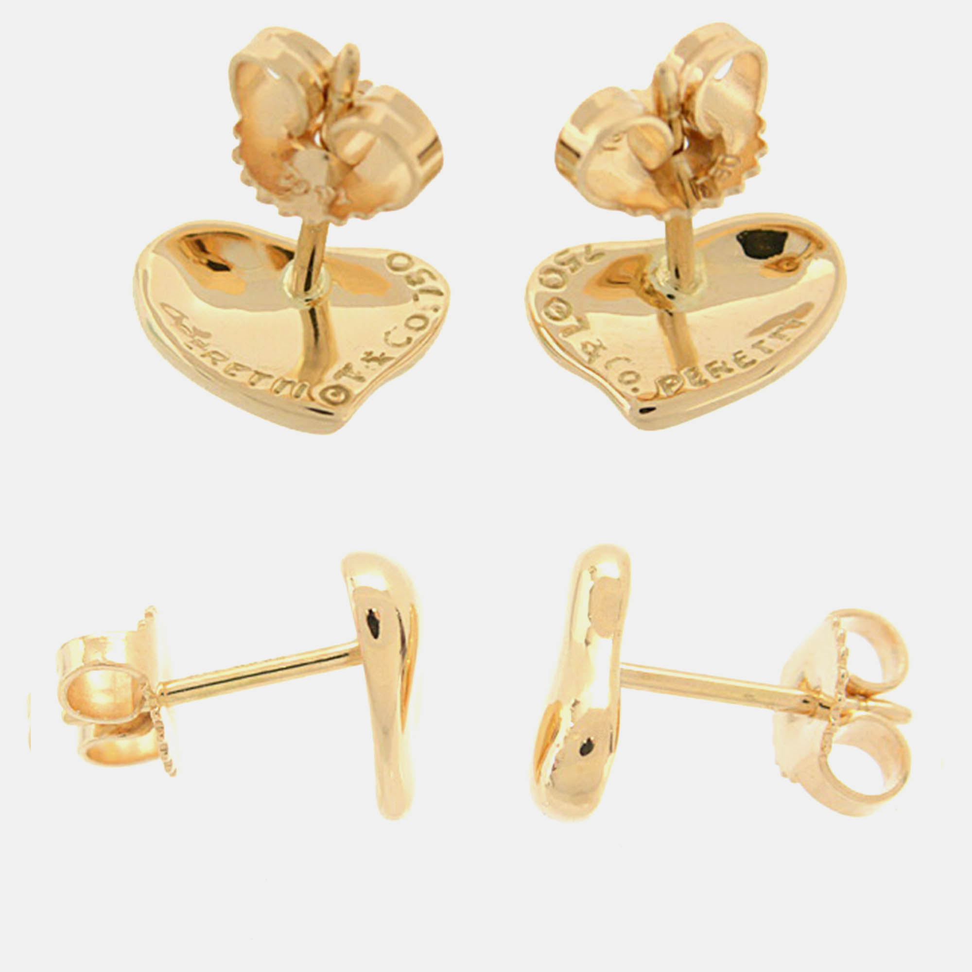 Tiffany Full Heart Stud Earrings Yellow Gold Gold Metal