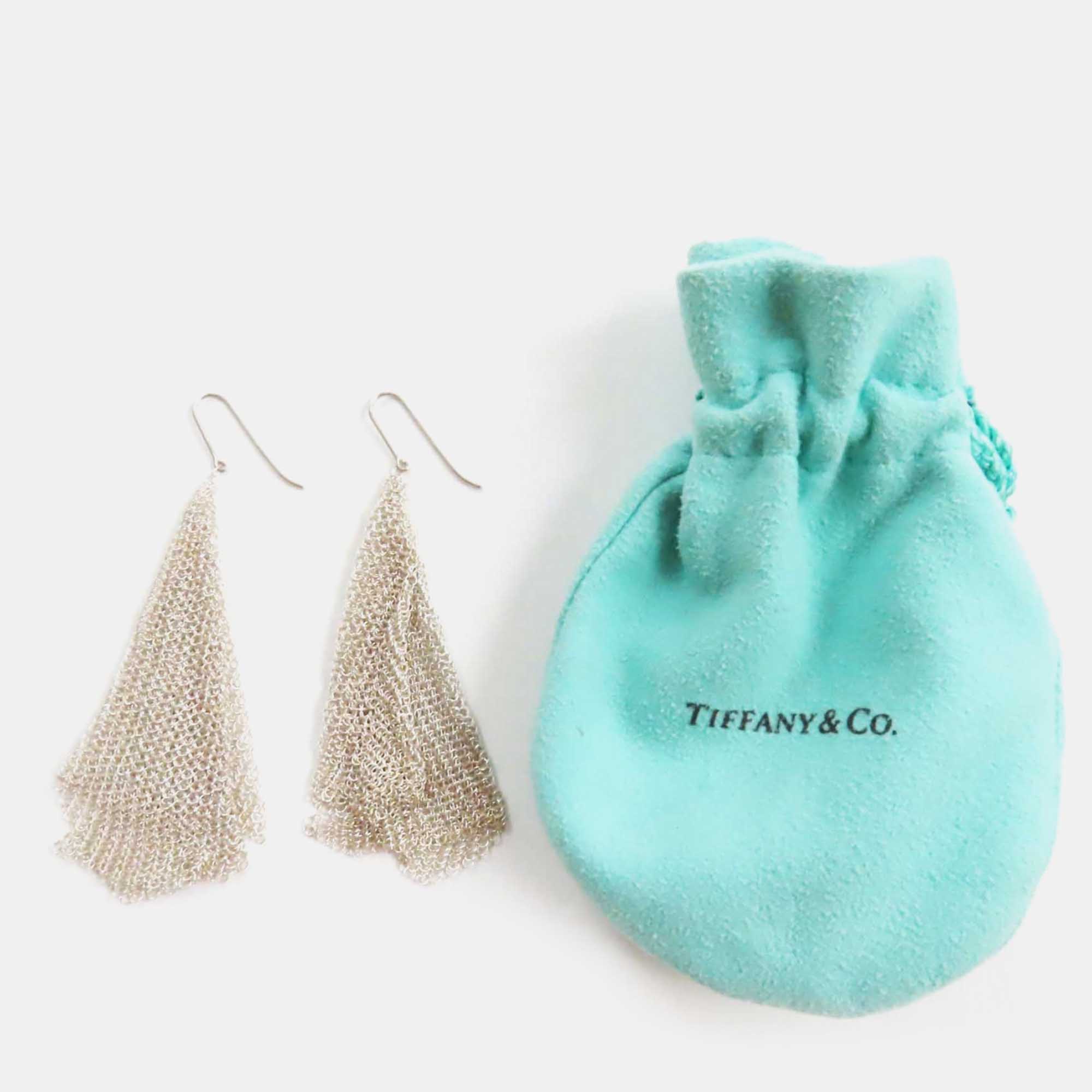 Tiffany & Co Mesh Scarf Earrings Ag925 Silver Silver Metal