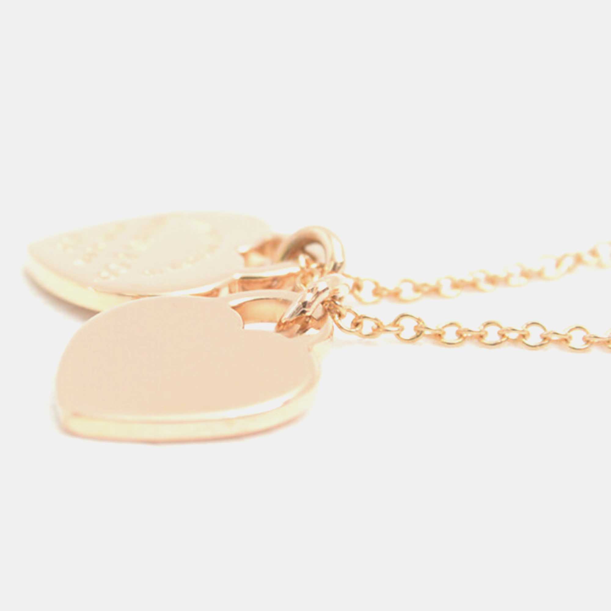 Tiffany & Co. Double Heart Necklace Pink Gold Pink Metal