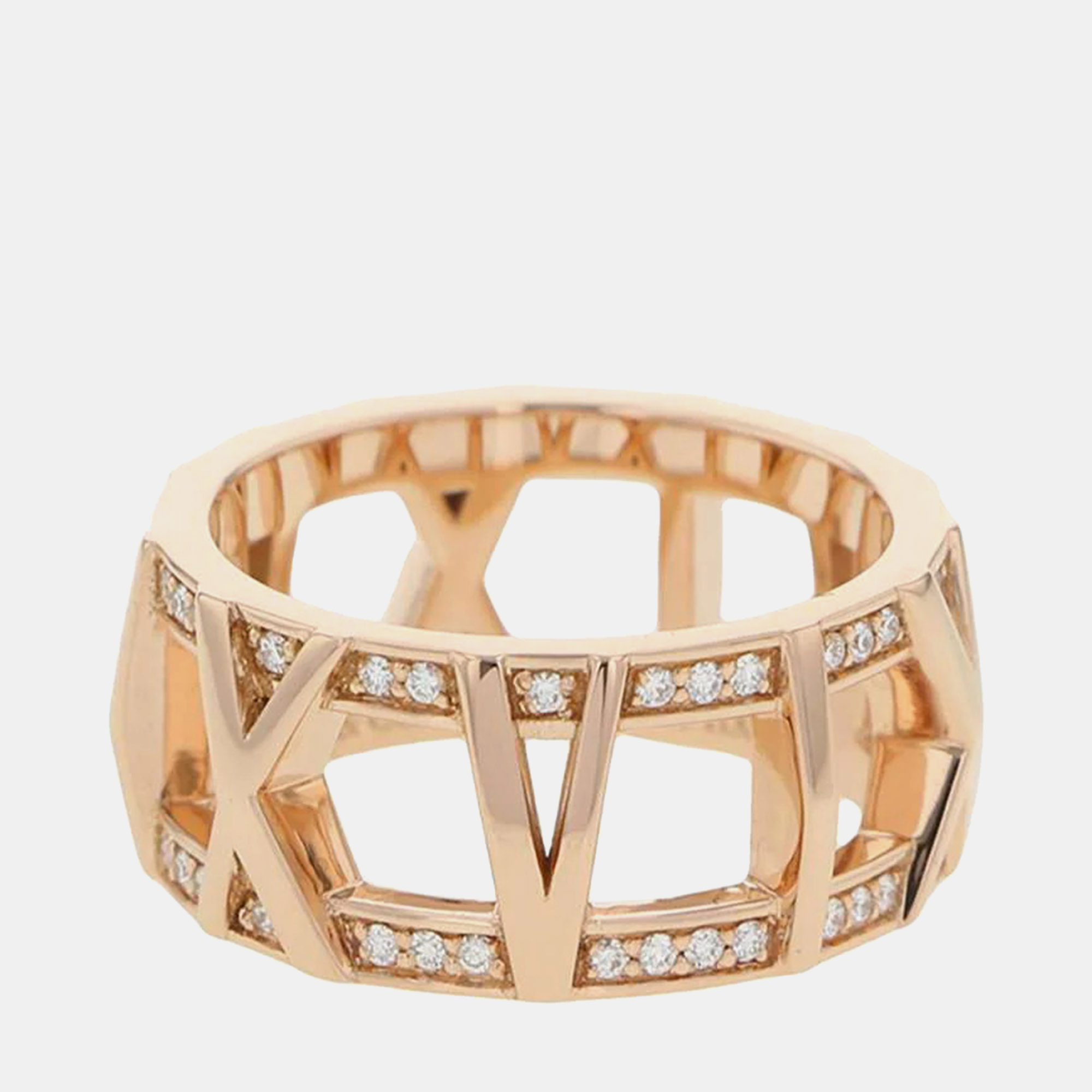 Tiffany & Co. 18K Rose Gold and Diamond Atlas Band Ring EU 51
Tiffany & Co. 18K Rose Gold and Diamond Atlas Band Ring EU 51