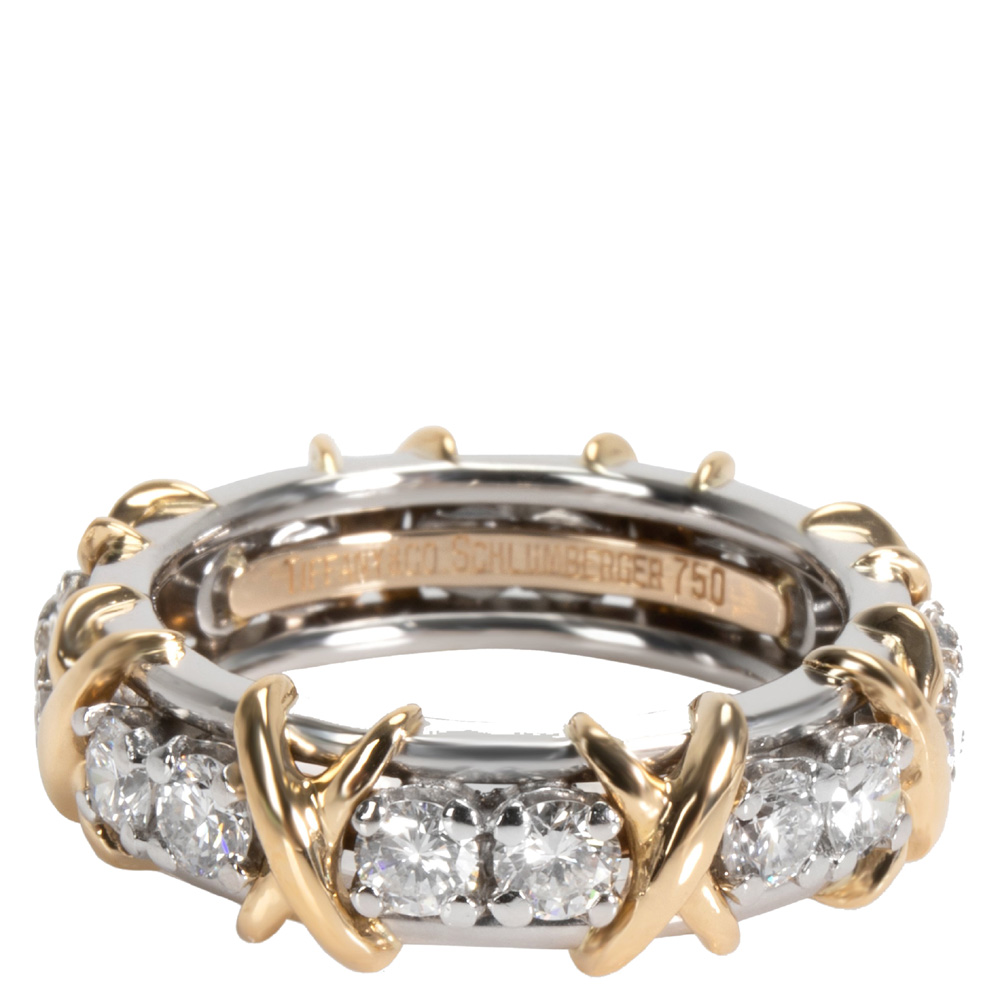

Tiffany & Co. Eternity Schlumberger 1.14CTW Diamond Gold and Platinum Band Ring Size