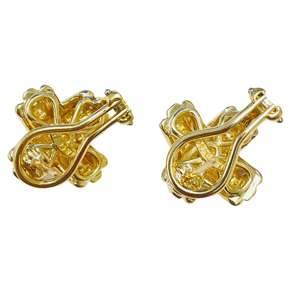 Tiffany & Co. 18K Yellow Gold Signature X Diamond Earrings