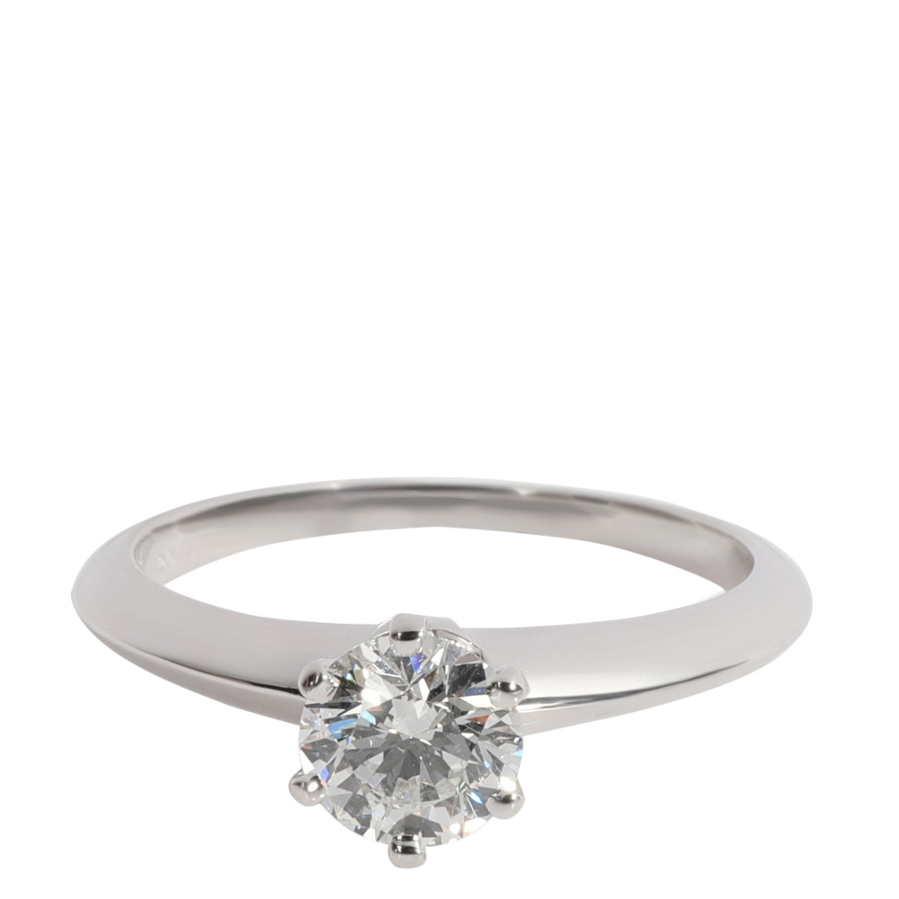 Tiffany & Co. Platinum Solitaire Diamond Engagement Ring Size EU 52.5