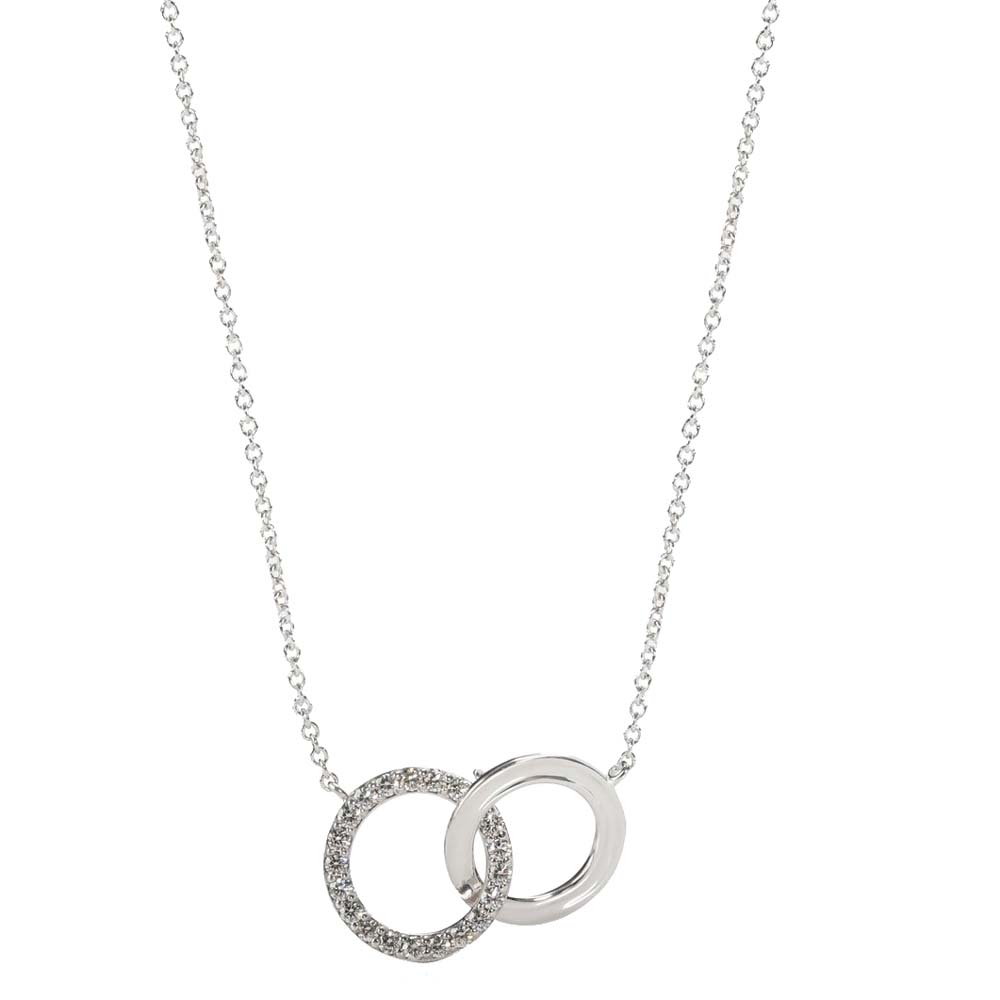 Tiffany & Co. Interlocking Circle Diamond 18K White Gold Pendant Necklace