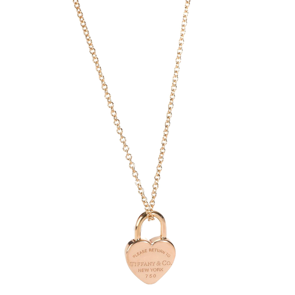 Tiffany & Co. Return to Tiffany Mini Heart Lock 18K Rose Gold Pendant Necklace