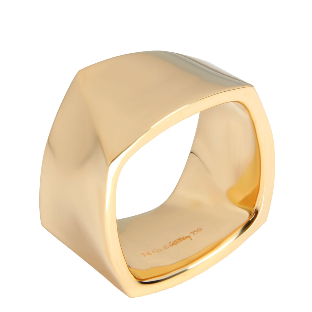 Tiffany & Co. Frank Gehry Torque 18K Yellow Gold Band Ring Size EU 55