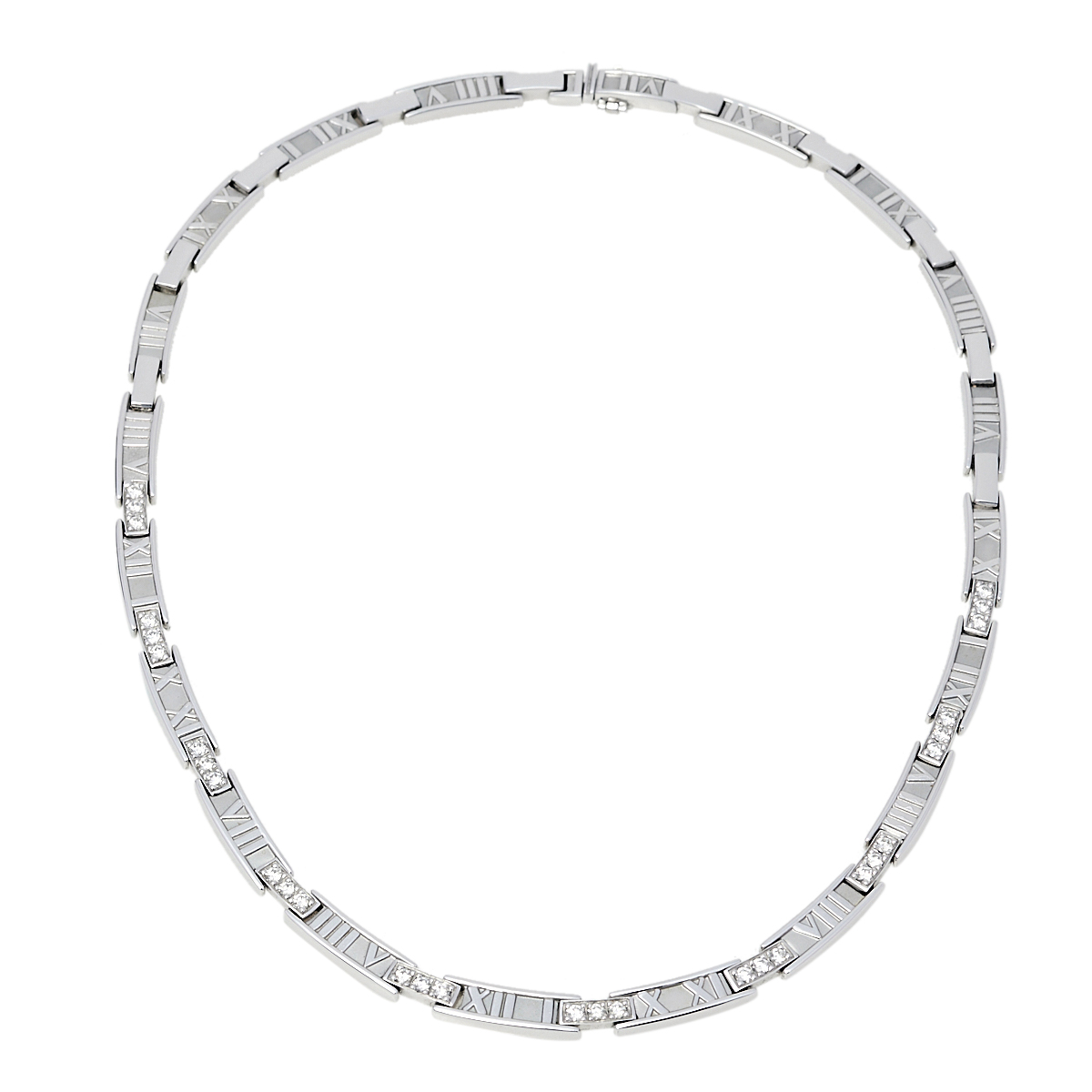 Tiffany & Co. Atlas Diamond 18K White Gold Link Choker Necklace