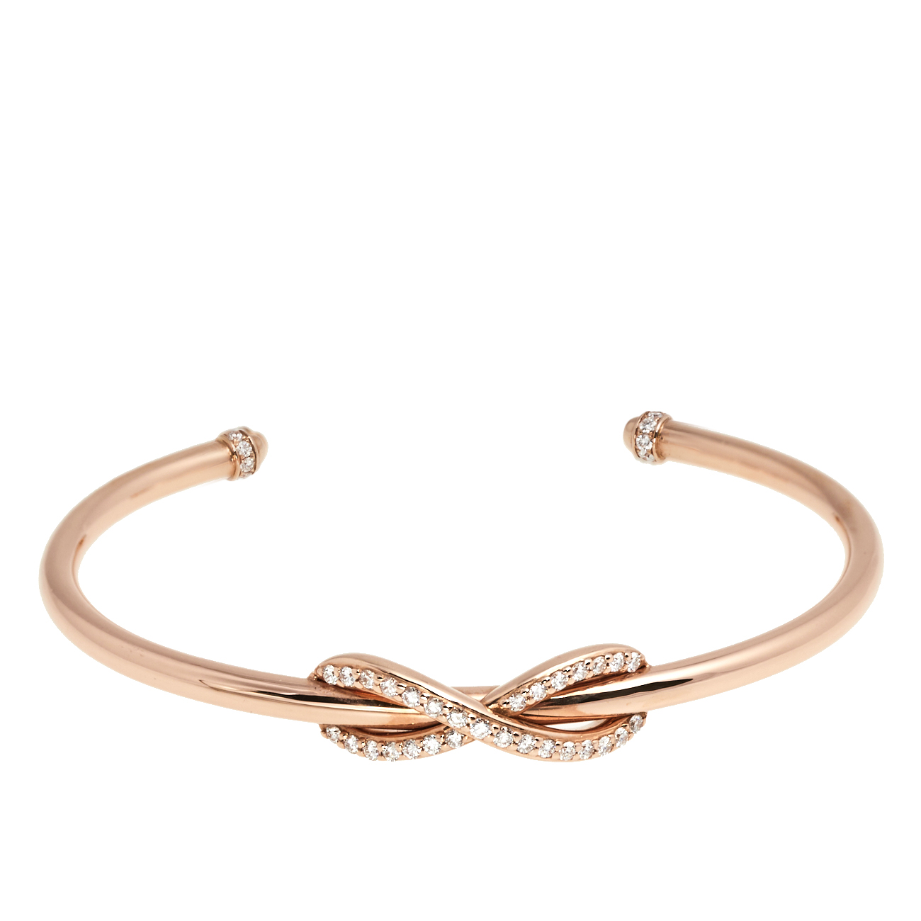 Tiffany & Co. Infinity Diamond 18K Rose Gold Open Cuff Bracelet