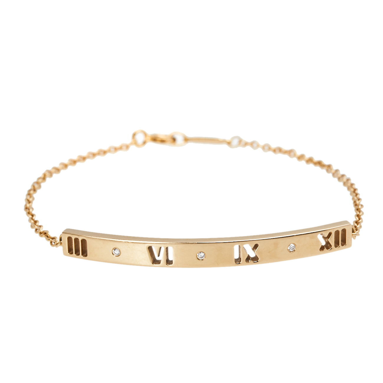 Tiffany & Co. Pierced Atlas Bar Diamond 18K Yellow Gold Bracelet female