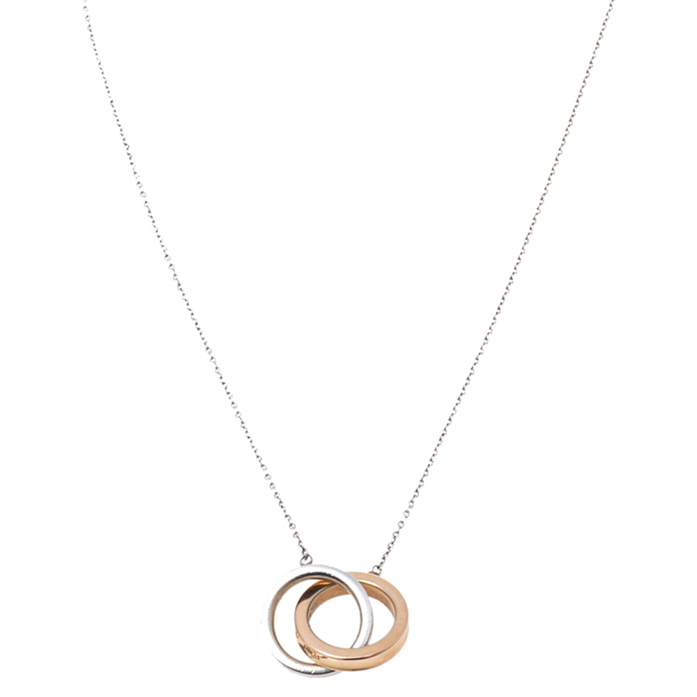 Tiffany & Co. Interlocking Loops 18k Rose Gold and Sterling Silver Necklace