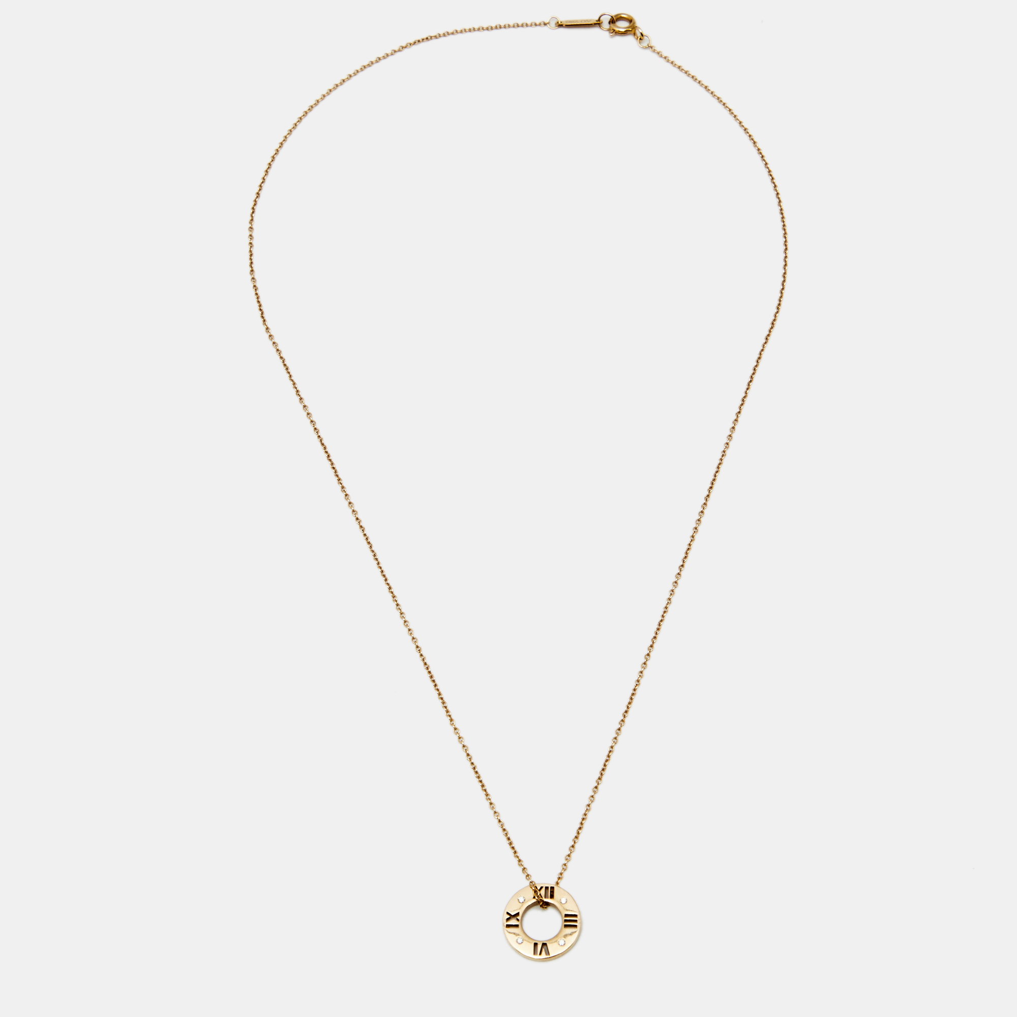 

Tiffany & Co. Atlas Diamond Pierced 18k Rose Gold Pendant Necklace
