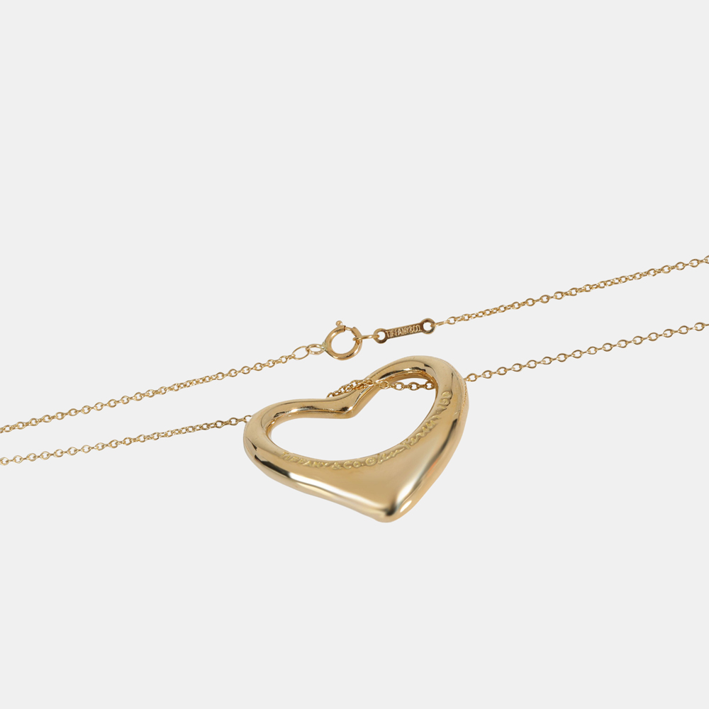 Tiffany & Co. Elsa Peretti Diamond Open Heart Pendant In 18k Yellow Gold 1 CTW