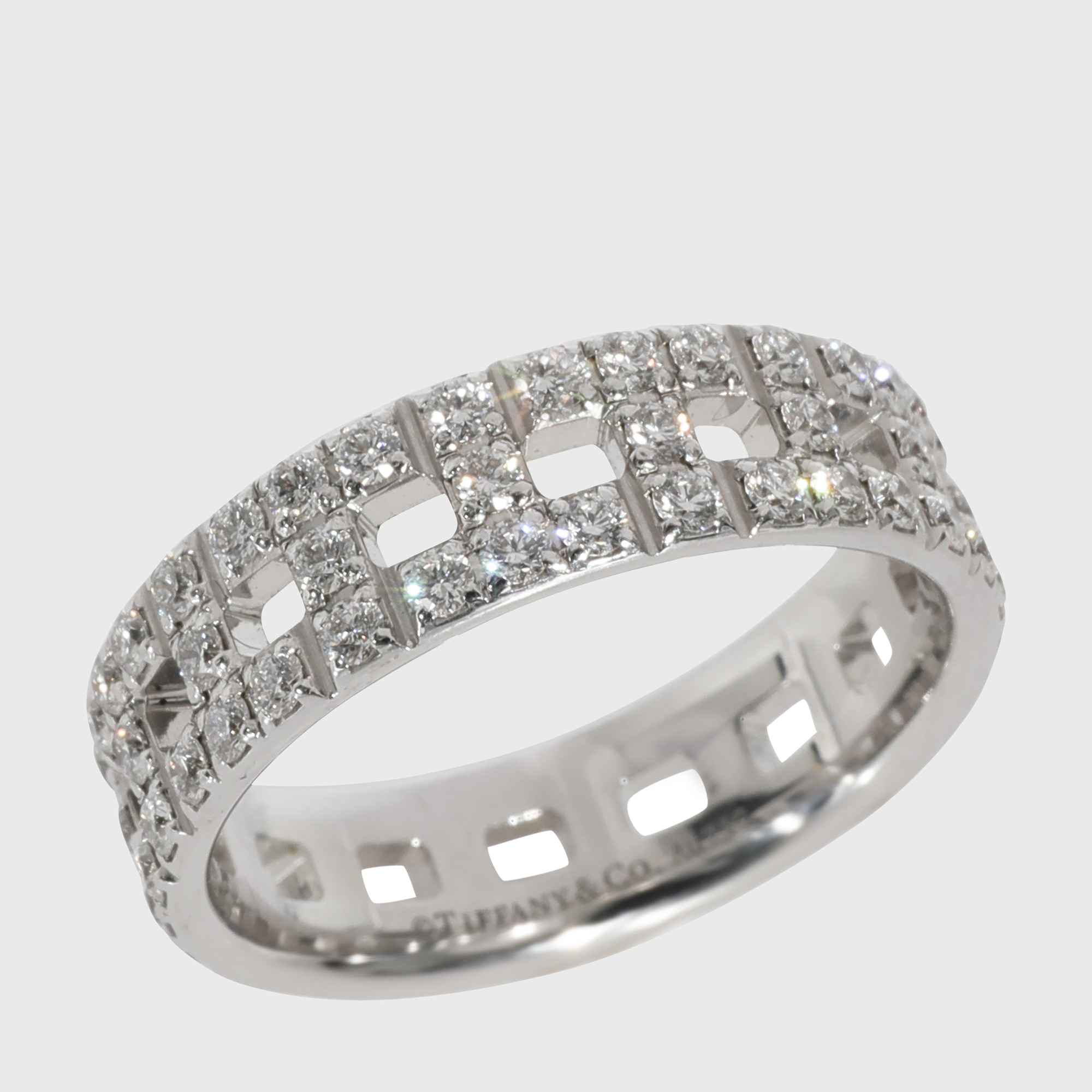 Tiffany & co. tiffany true diamond ring in 18k white gold 0.99 ctw ring size 54
