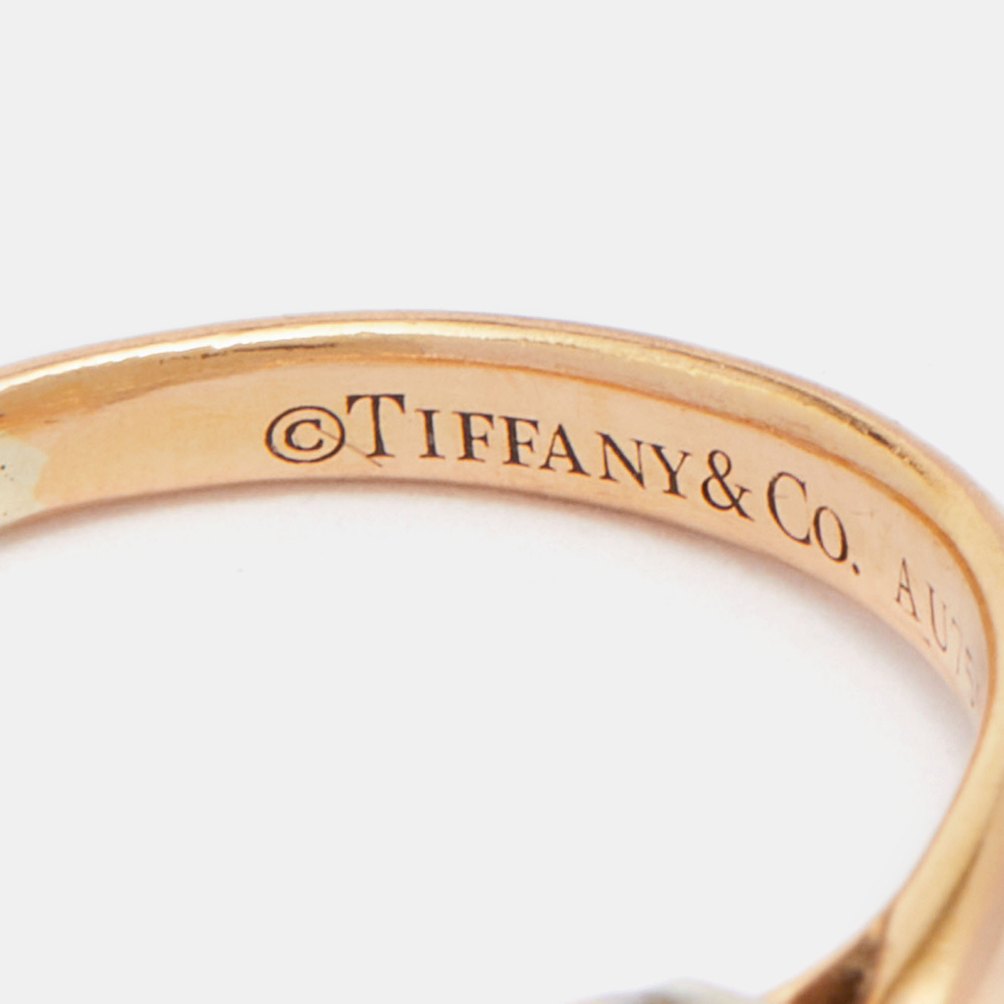 Tiffany & Co. Harmony Solitaire Diamond 0.50 Ct 18k Rose Gold Platinum Ring Size 45