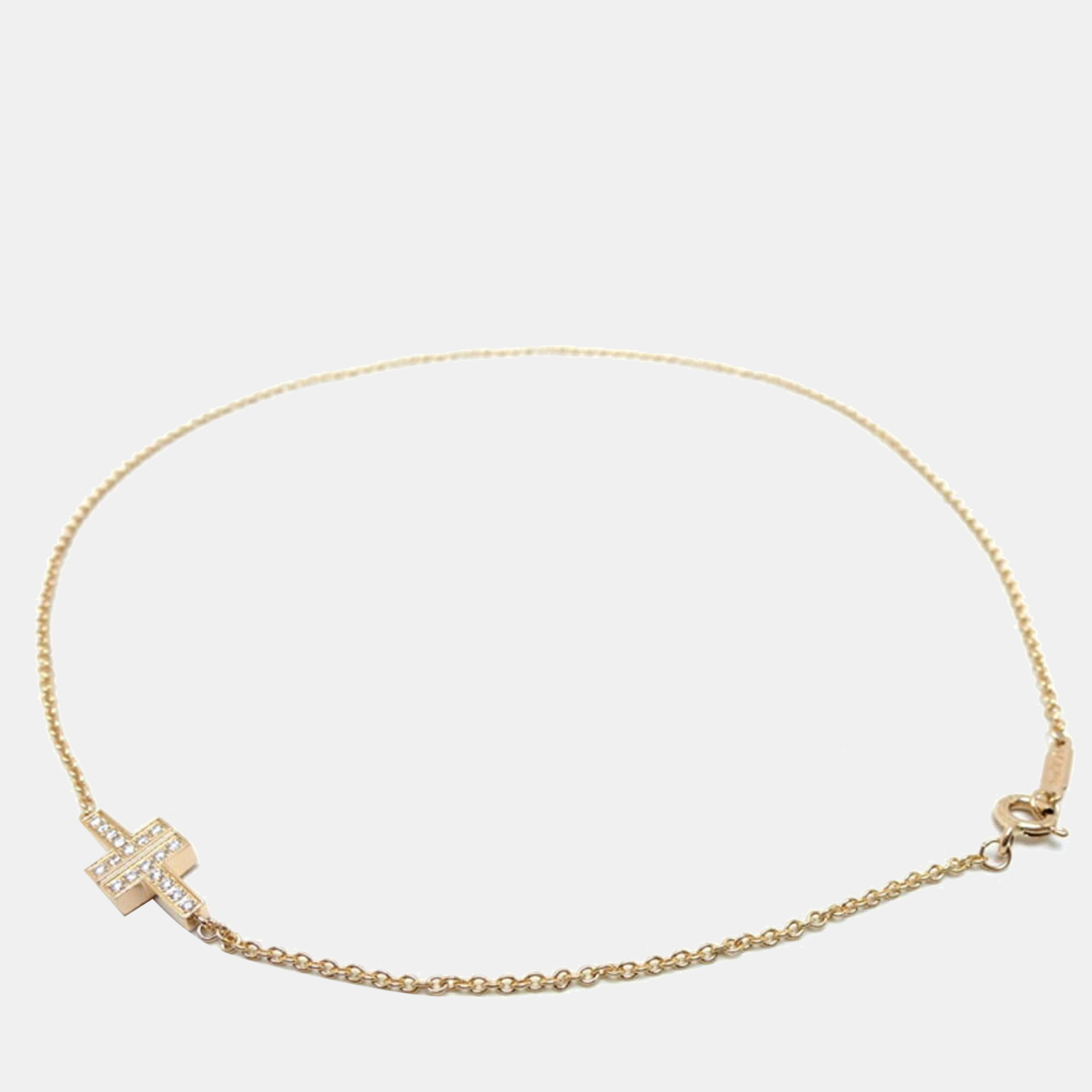 Tiffany & Co. Tiffany T Double Chain 18K Rose Gold Diamond Bracelet 33.5