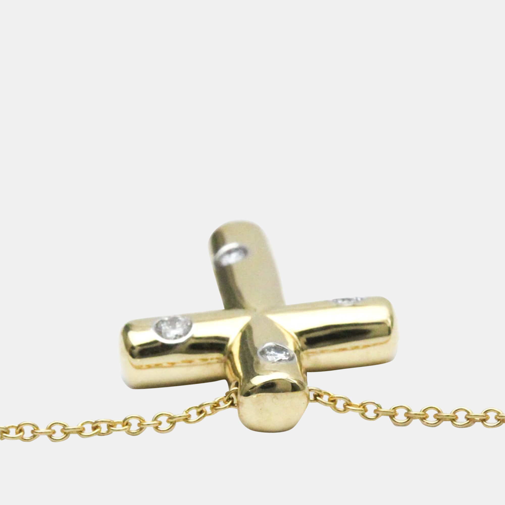Tiffany & Co. Etoile Dots Cross 18K Yellow Gold Diamond Necklace
