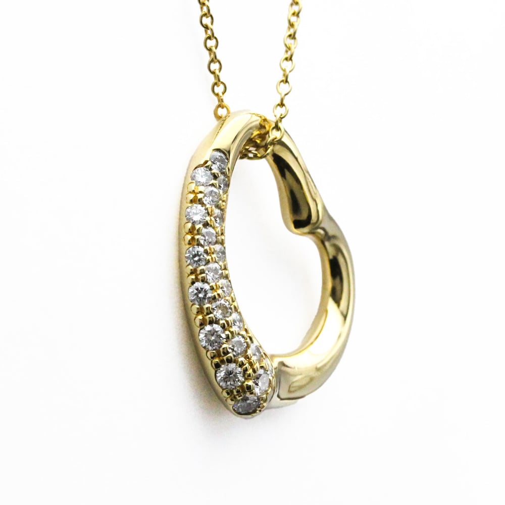 Tiffany & Co. Elsa Peretti Open Heart 18K Yellow Gold Diamond Necklace