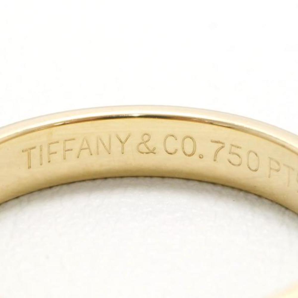 Tiffany & Co. Tiffany Milgrain Essential Band 18K Yellow Gold Platinum Diamond Ring EU 57.5