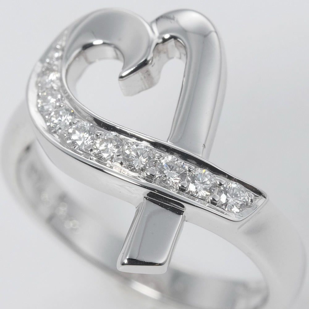 Tiffany & Co. Paloma Picasso Loving Heart 18K White Gold Diamond Ring EU 47