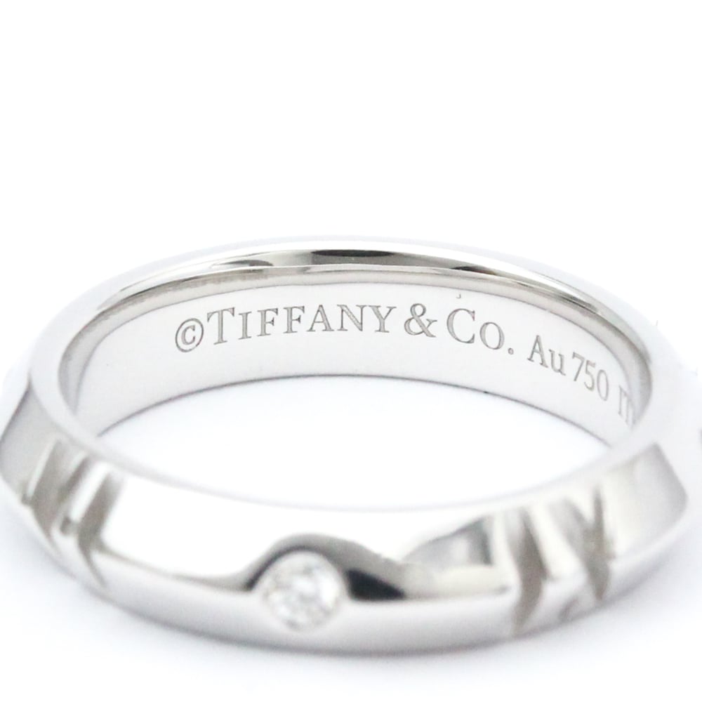 Tiffany & Co. Atlas X Closed Narrow 18K White Gold Diamond Ring EU 49