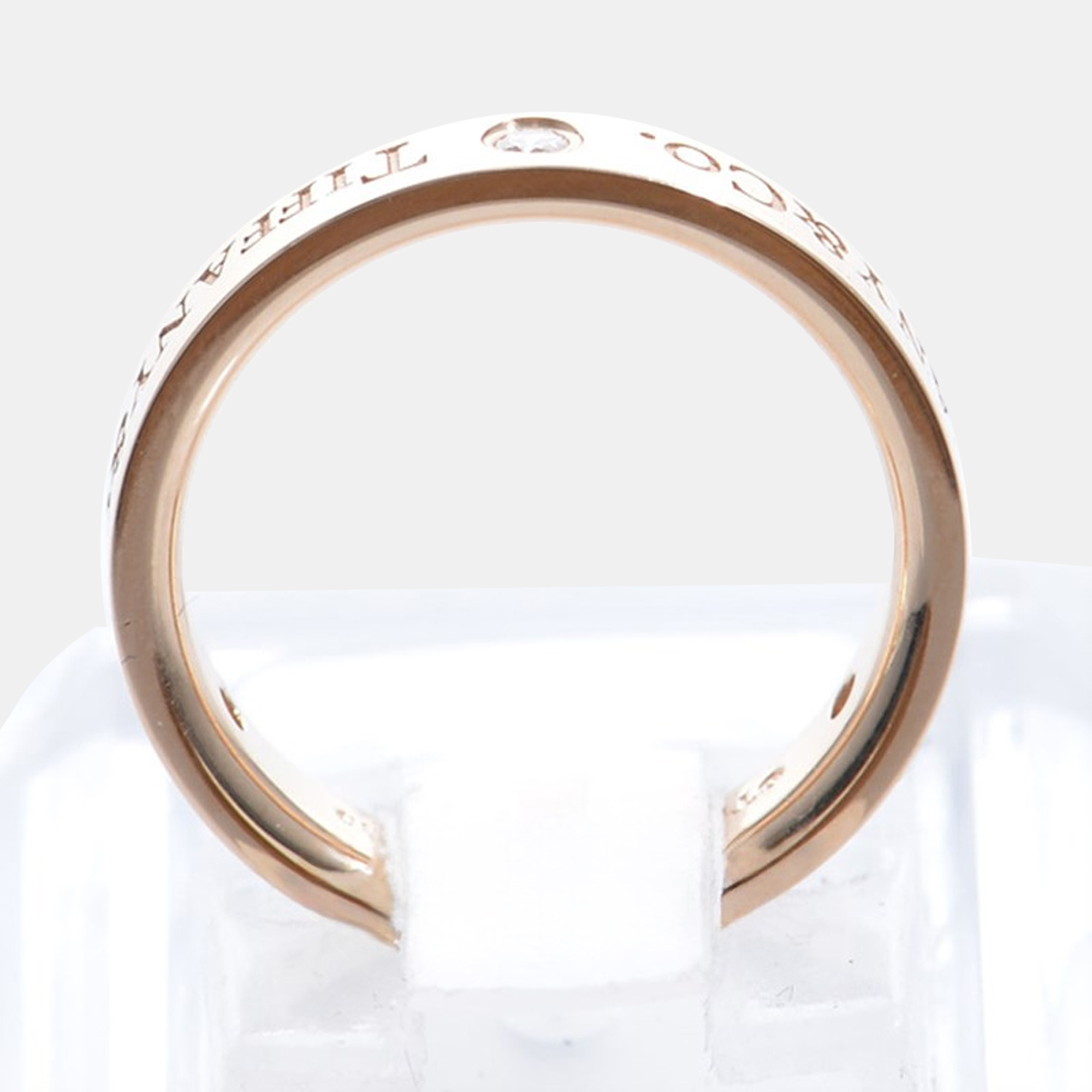 Tiffany & Co. 18K Rose Gold And Diamond Logo Band Ring EU 47