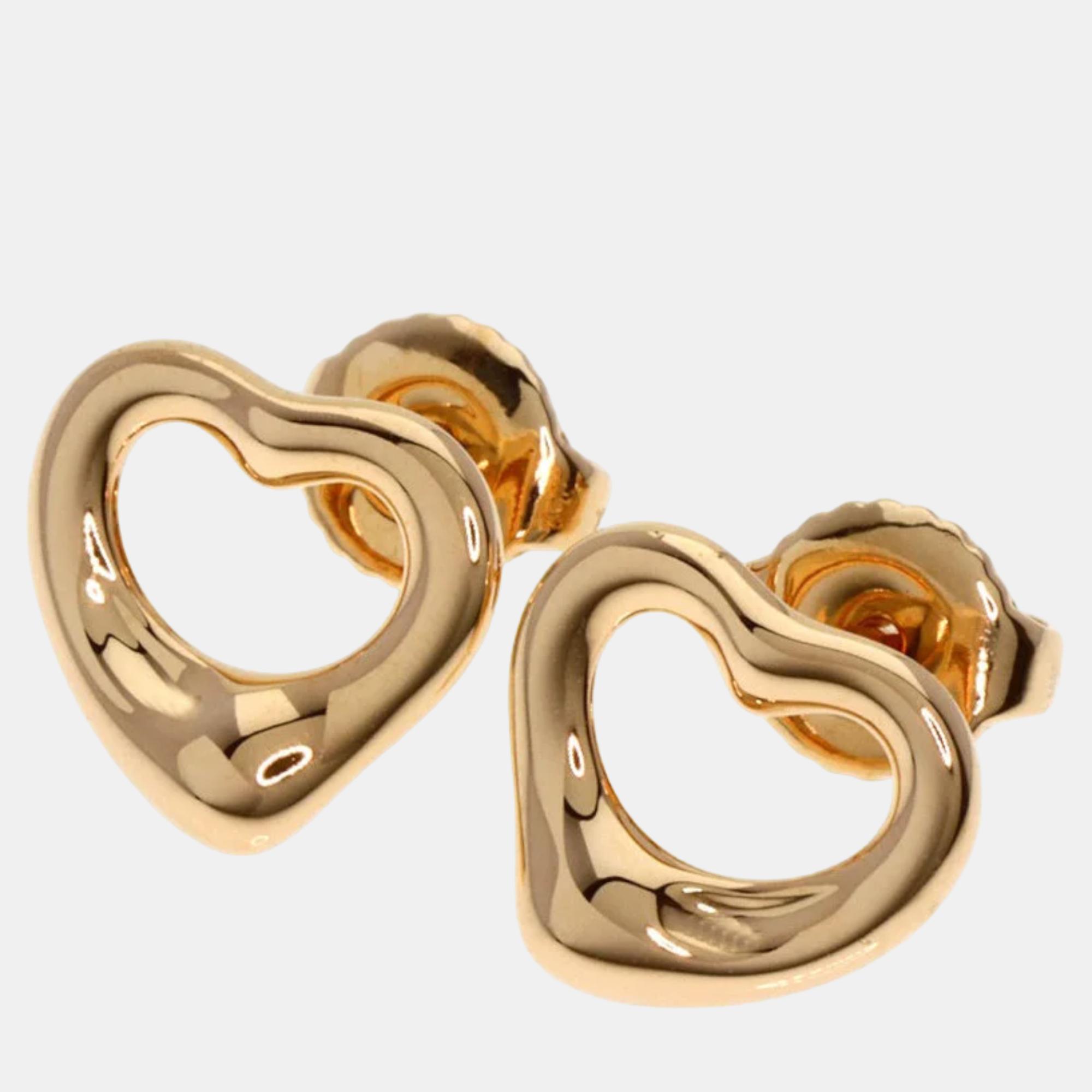 Tiffany & Co. Elsa Peretti Open Heart 18K Rose Gold Earrings