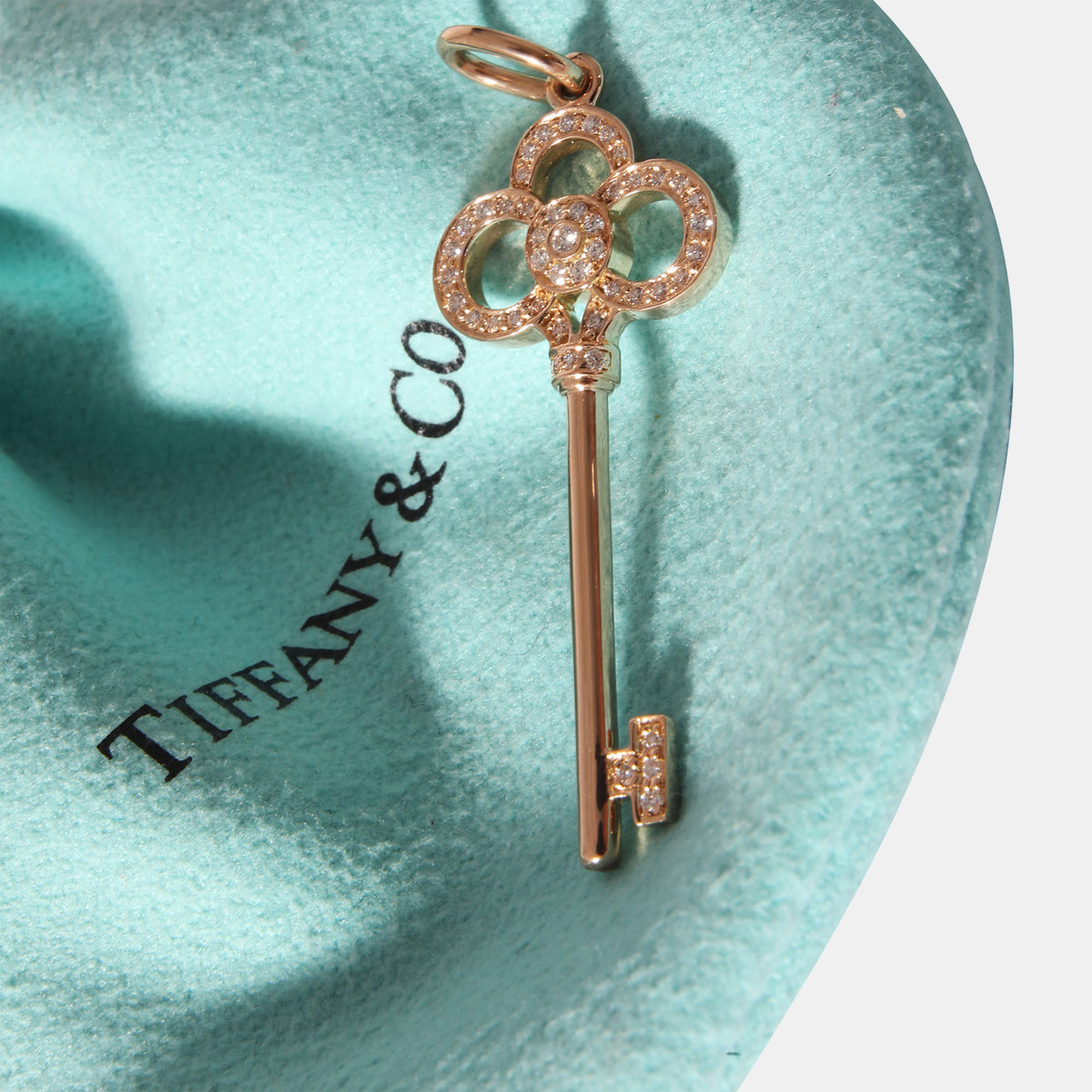 Tiffany & Co. Key Pendant In 18K Rose Gold 0.11 CTW