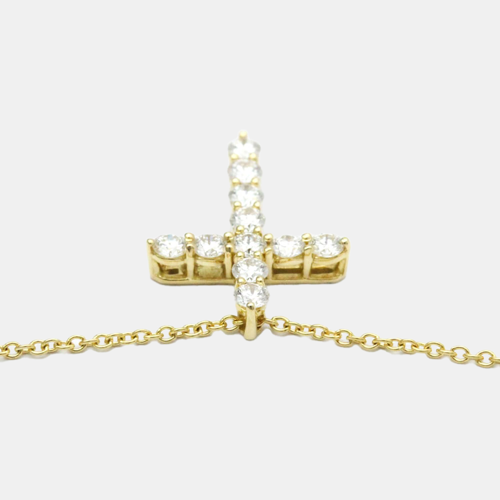Tiffany & Co. Cross 18K Yellow Gold Diamond Necklace