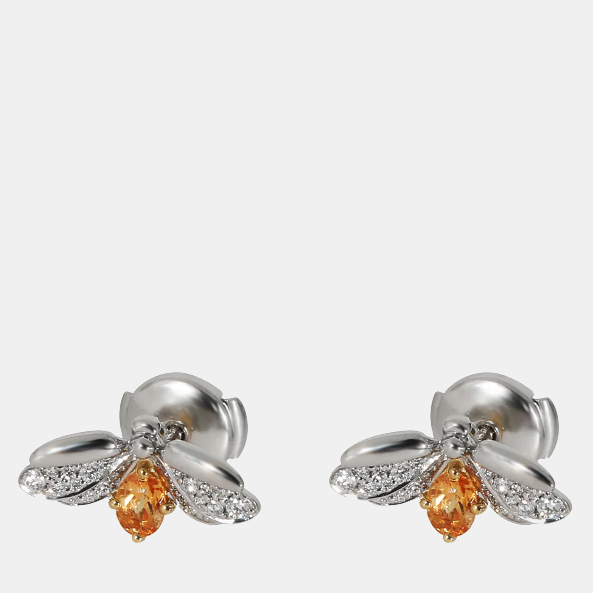 Tiffany & Co. Paper Flowers Diamonds & Spessartine Firefly Earrings In Platinum