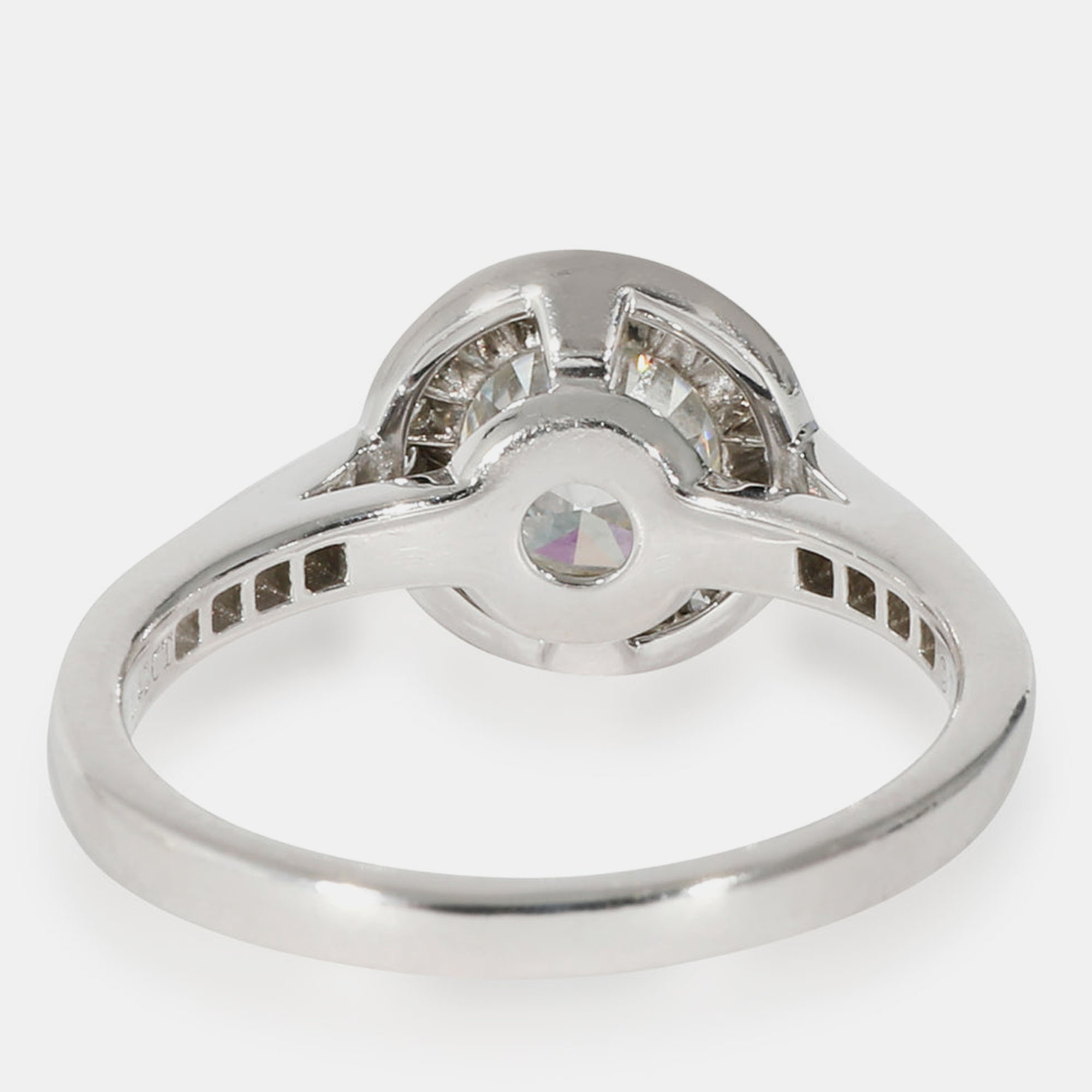 Tiffany & Co. Halo Engagement Ring In Platinum G VVS2 1.66 CTW EU 50.5