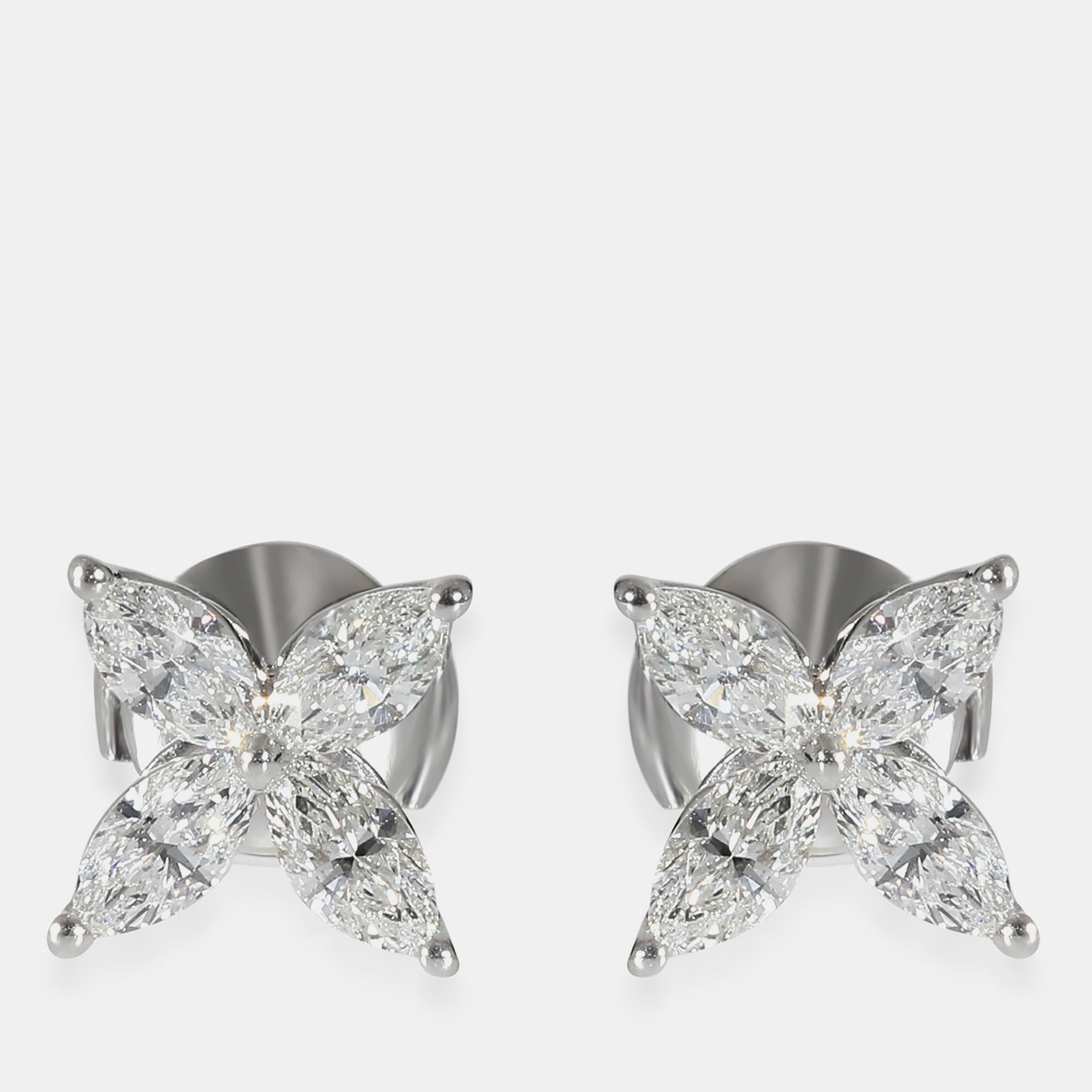 Tiffany & Co. Victoria Stud Earrings In Platinum 0.92 CTW