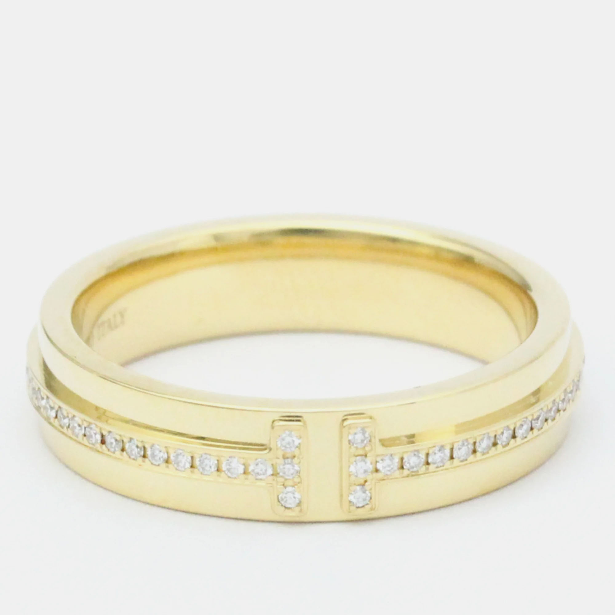 Tiffany & Co. Tiffany T Narrow 18K Yellow Gold Diamond Ring EU 52