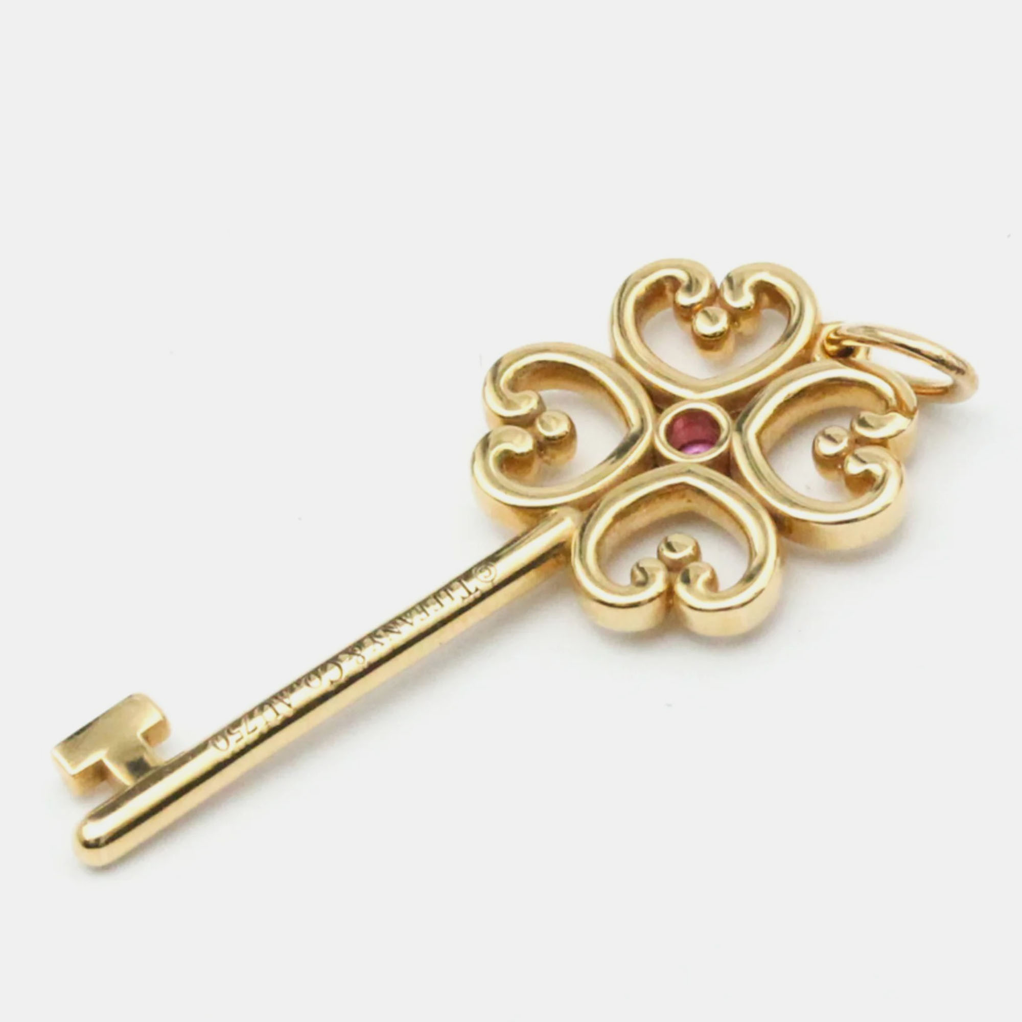 Tiffany & Co. Heart Key 18K Rose Gold Sapphire Charms And Pendants