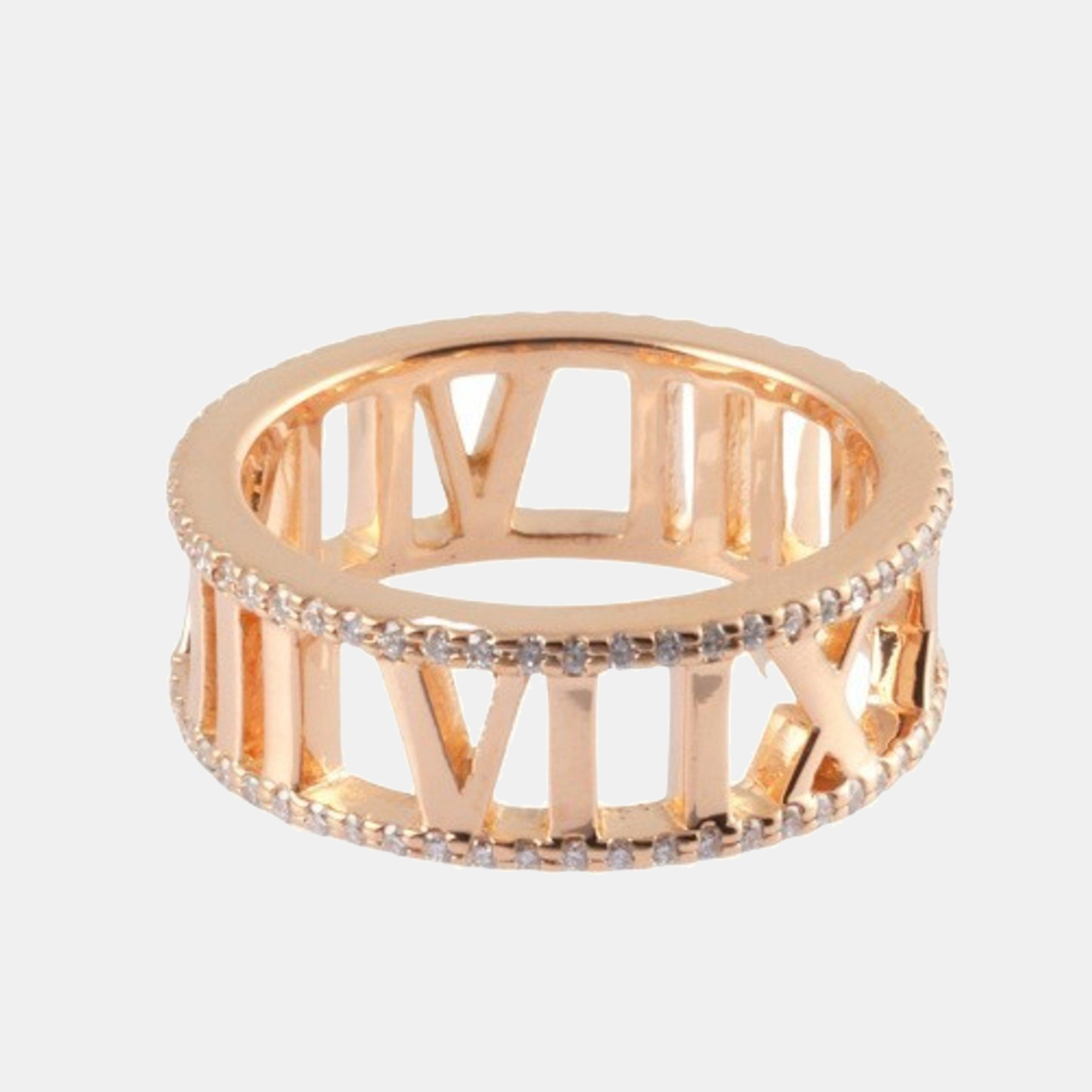 Tiffany & Co. Atlas 18K Rose Gold Diamond Ring EU 49