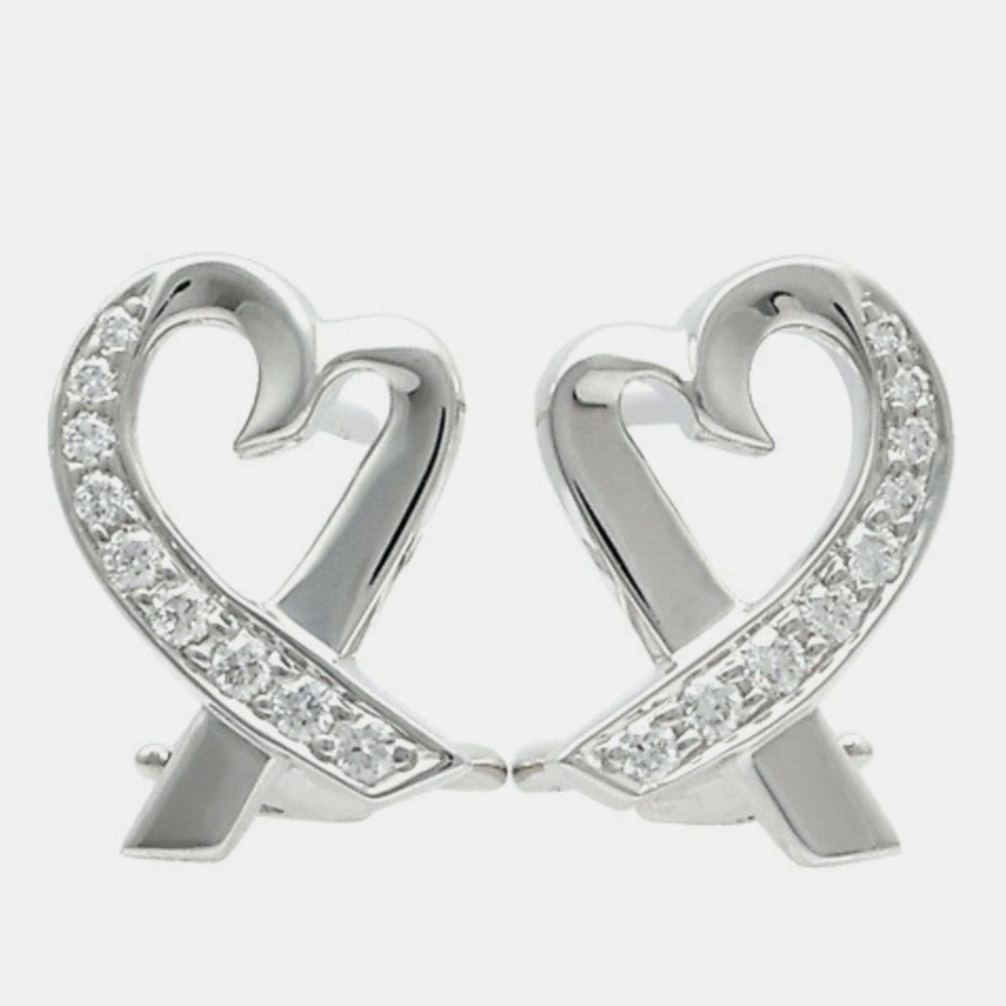 Tiffany & Co. Paloma Picasso Loving Heart 18K White Gold Diamond Earrings