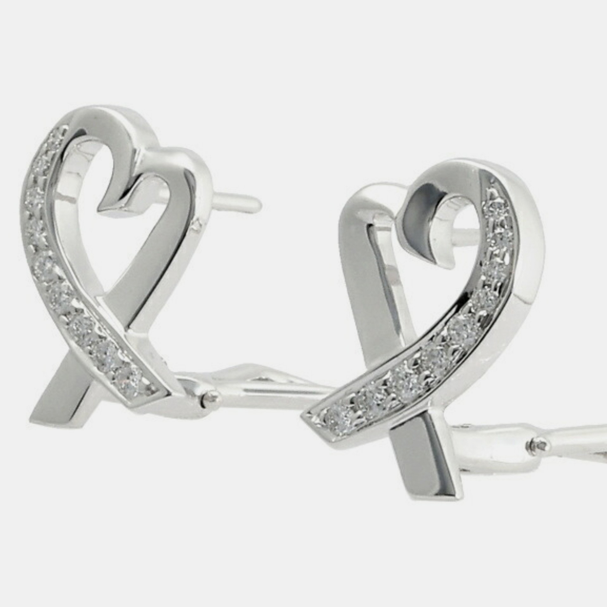 Tiffany & Co. Paloma Picasso Loving Heart 18K White Gold Diamond Earrings