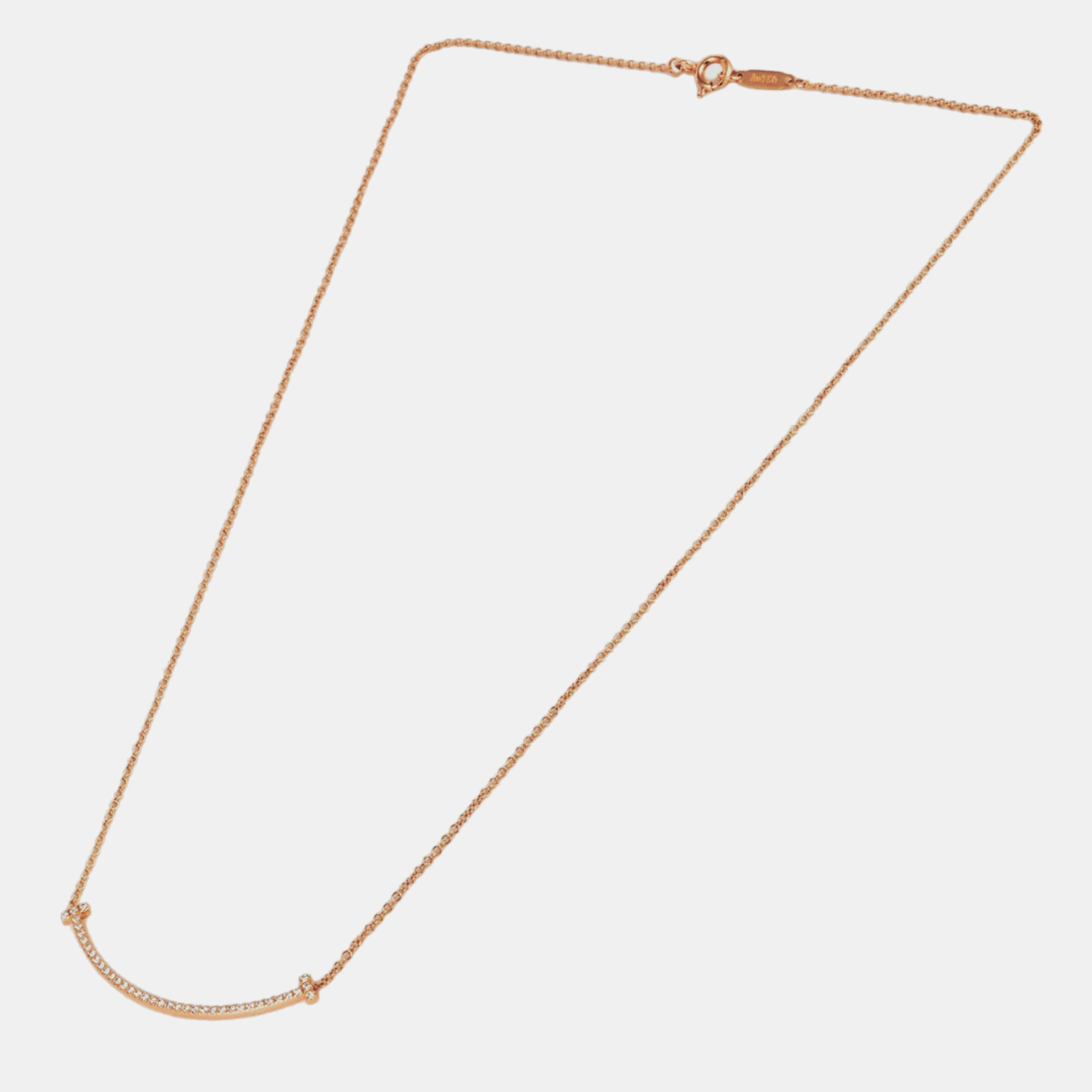 Tiffany & Co. T Smile Small 18K Rose Gold Diamond Necklace