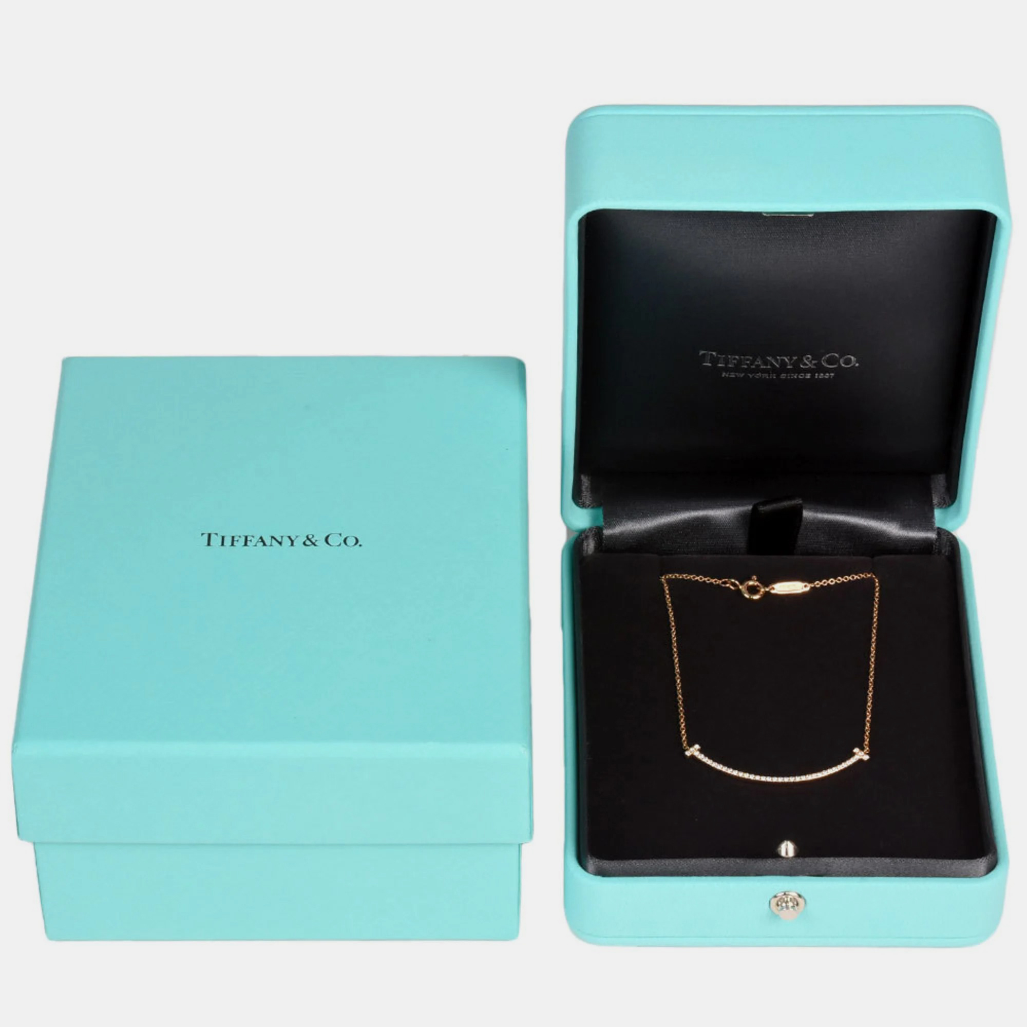 Tiffany & Co. T Smile Small 18K Rose Gold Diamond Necklace
