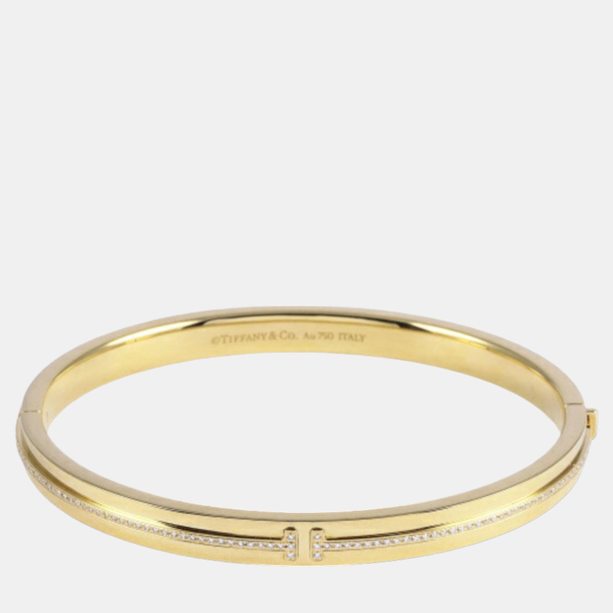 Tiffany & Co. Tiffany T Two Hinge 18K Yellow Gold Diamond Bracelet 16.5