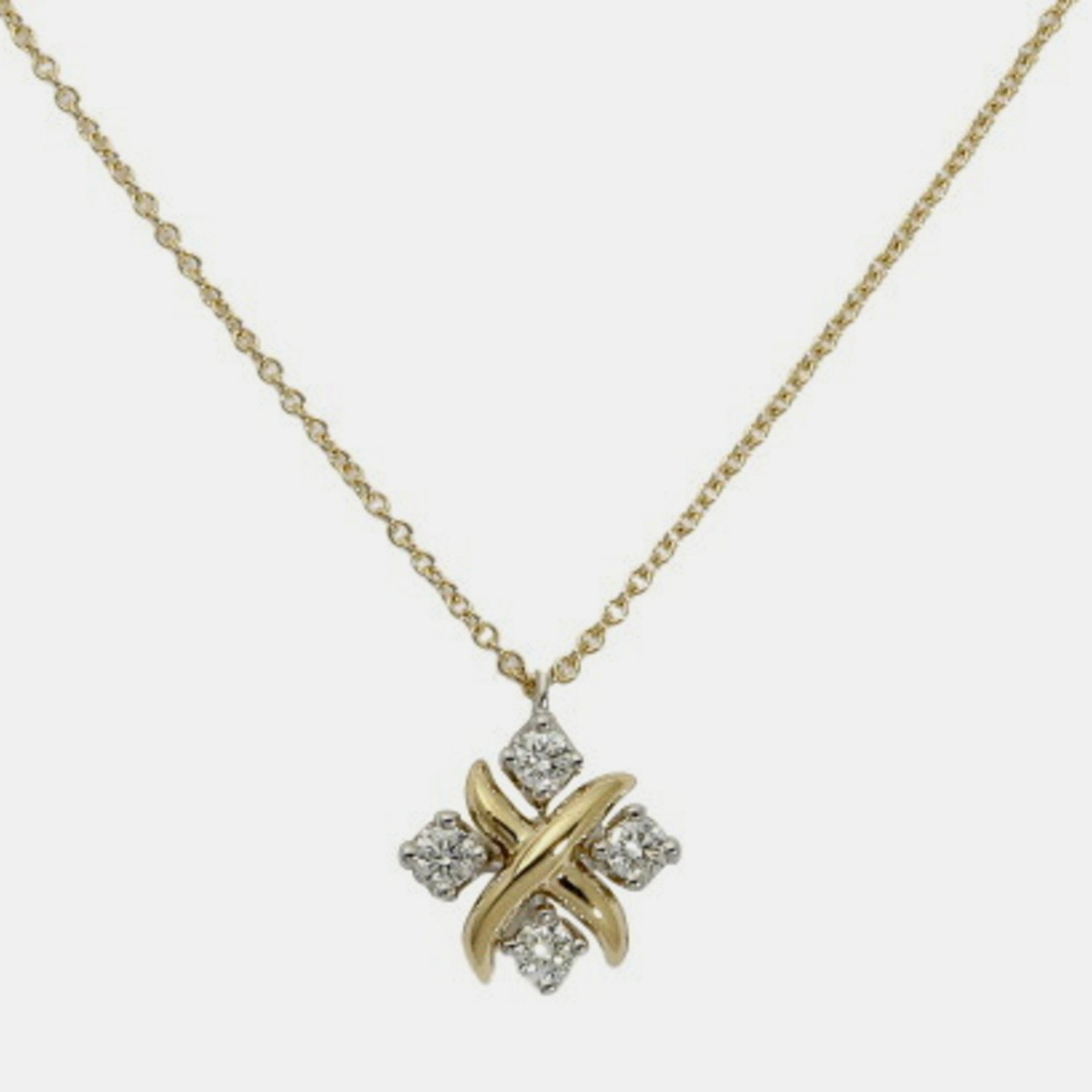 Tiffany & Co. Jean Schlumberger Lynn 18K Yellow Gold Platinum Diamond Necklace
