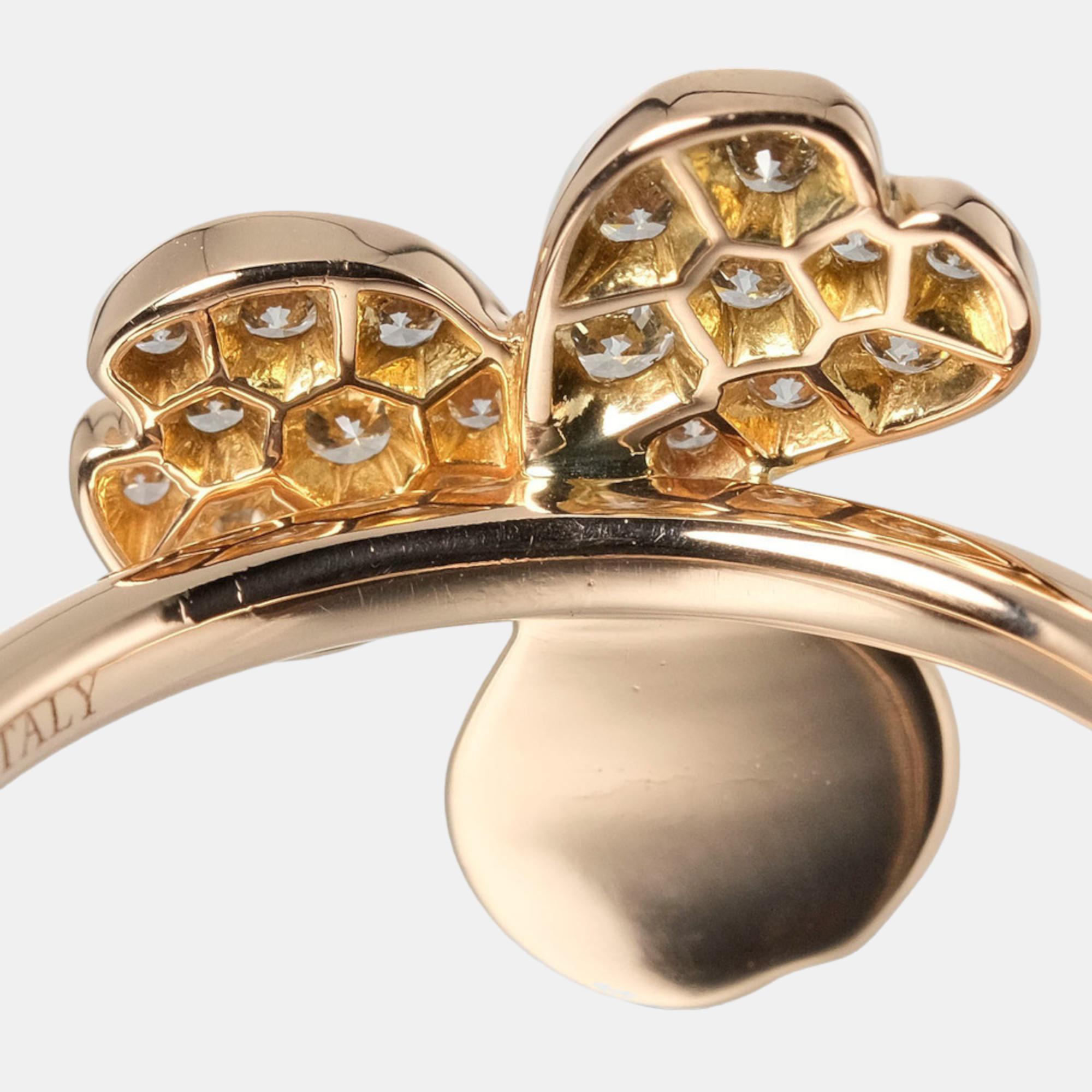 Tiffany & Co. Paper Open Flower 18K Rose Gold Diamond Ring EU 49