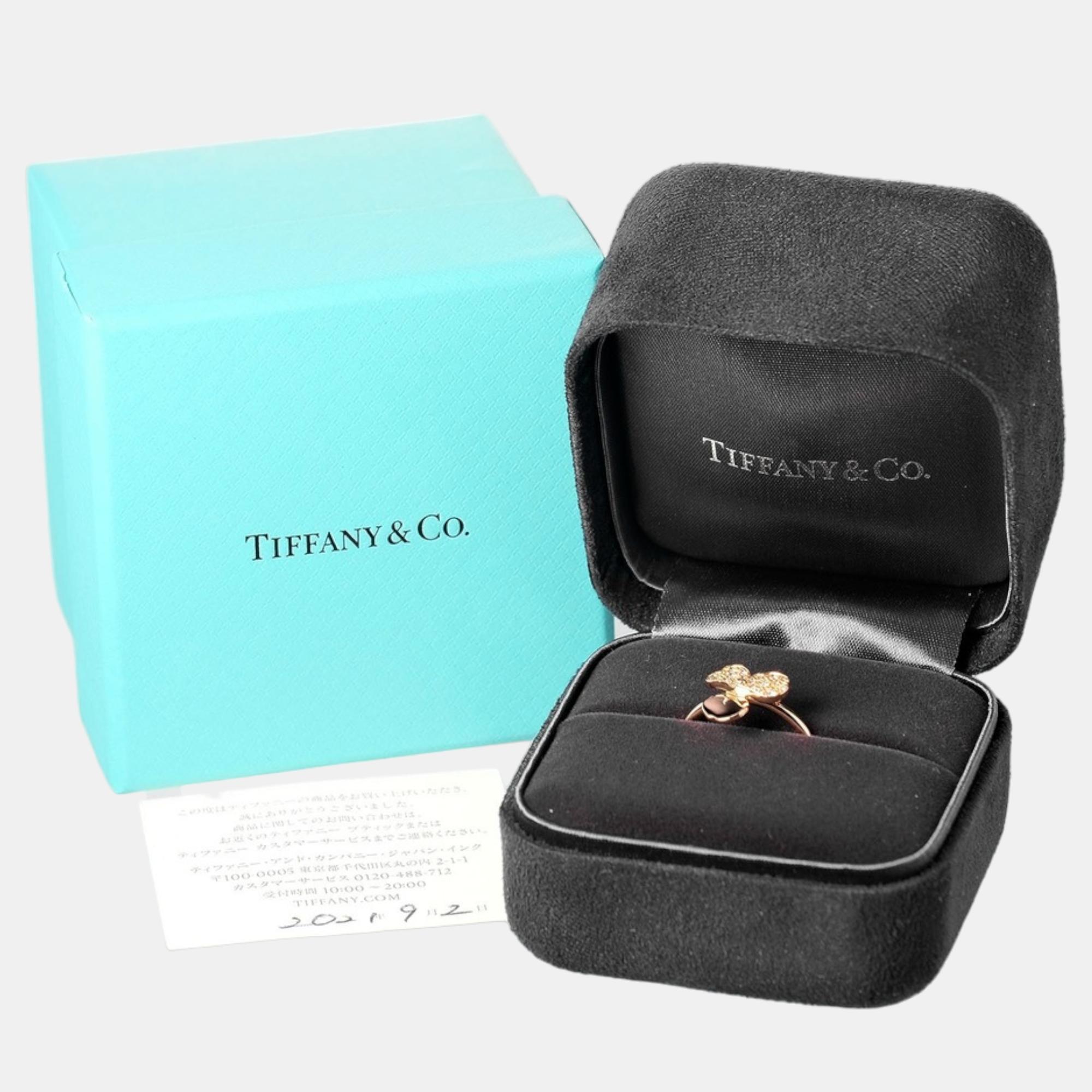 Tiffany & Co. Paper Open Flower 18K Rose Gold Diamond Ring EU 49