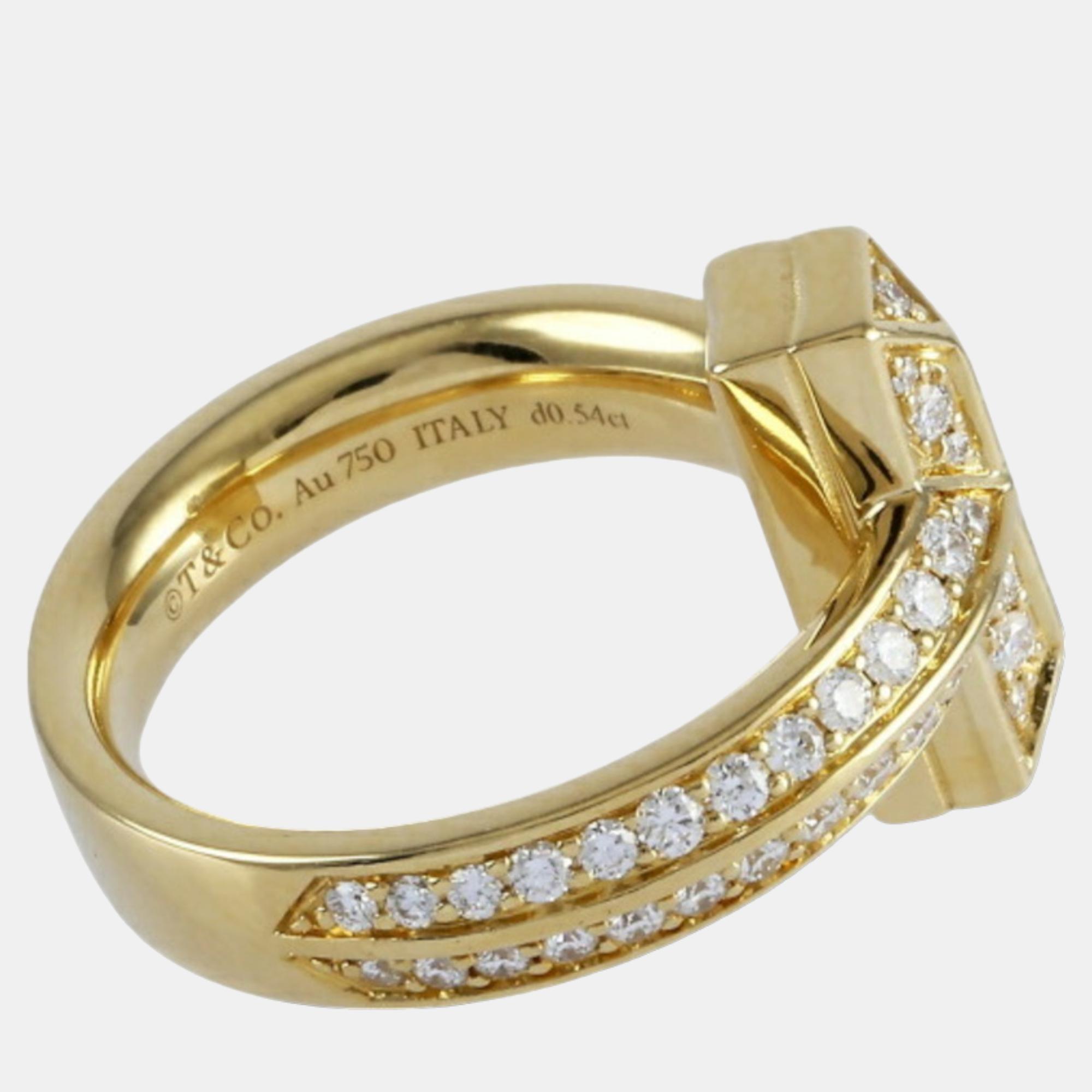 Tiffany & Co. Tiffany T 1 18K Yellow Gold Diamond Ring EU 47