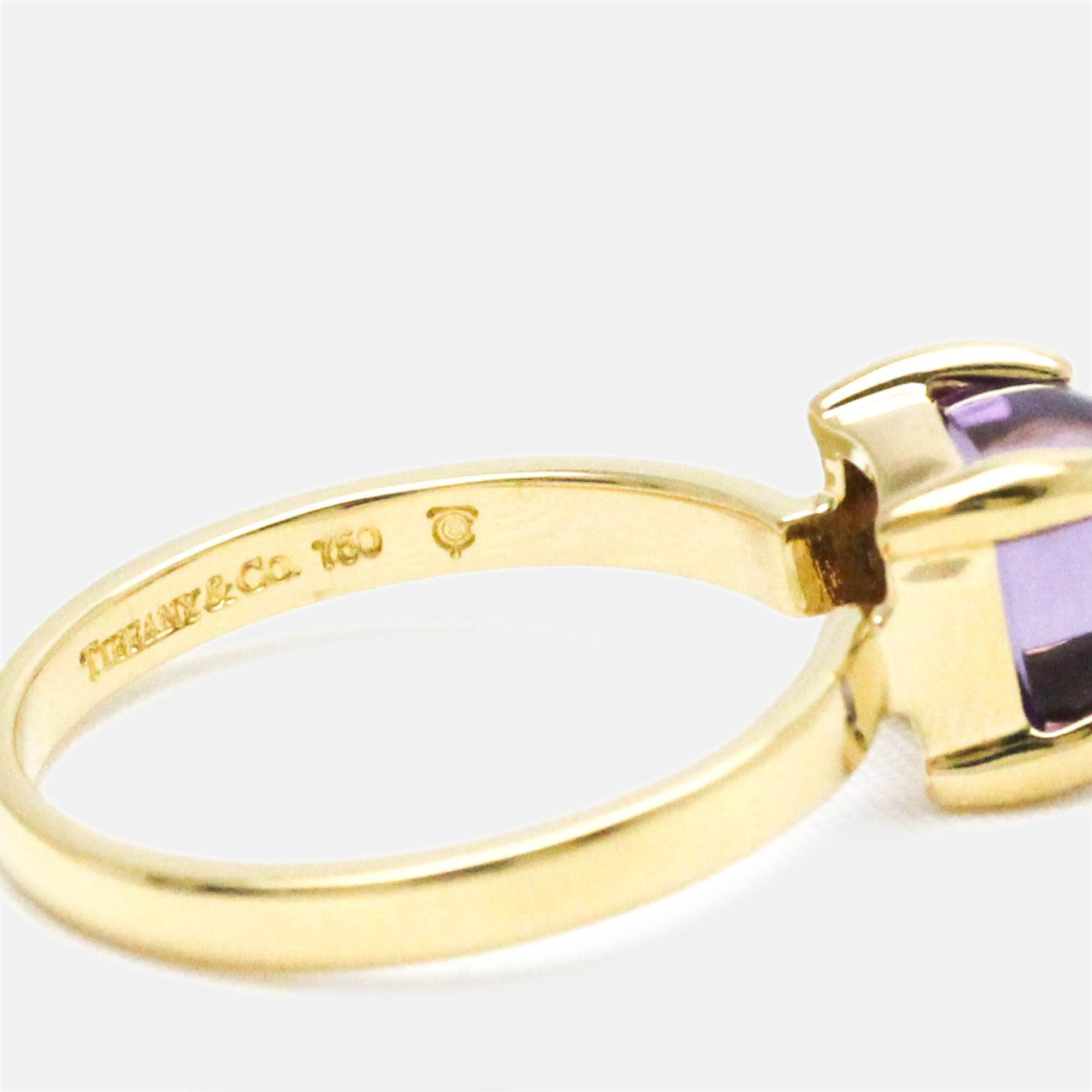 

Tiffany & Co. Paloma Picasso Sugar Stack 18K Yellow Gold Amethyst Ring EU 52